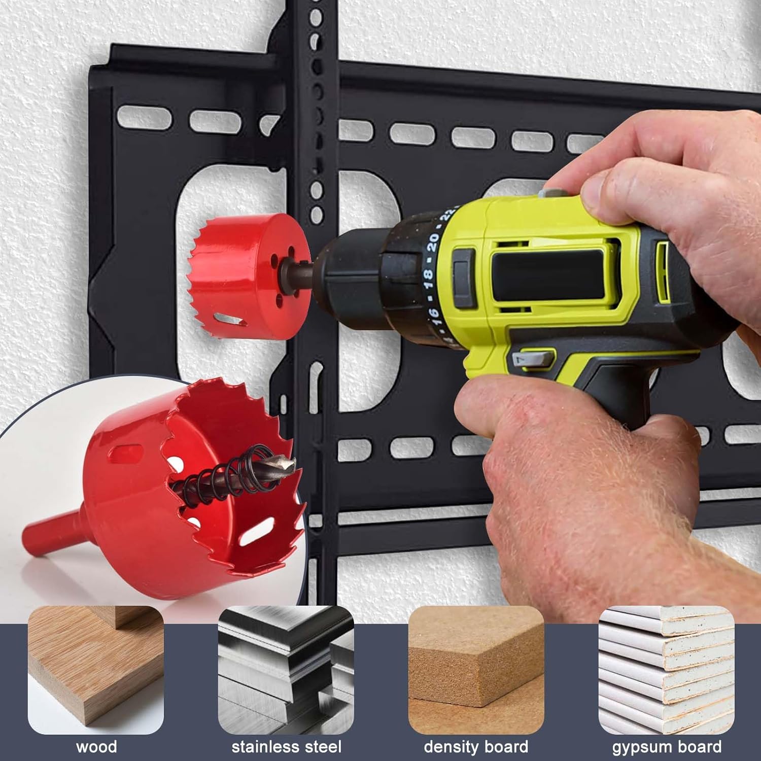 6Pcs TV Cord Hider for Wall Mounted TV 2.36in (60mm) TV Wire Hider Cable Grommet Cable Hole Cover with Hole Saw Drill Attachment, in Wall Cable Management Kit for Office and Home Table Cable - Image 4
