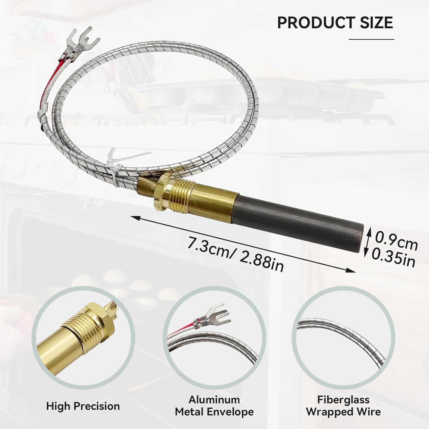 750mv Thermopile for Gas Fireplace, 24” Thermopile Generators Q313A Fit for Stove Gas Ovens/Gas Fireplace/Water Heater, Thermopile Assemblies Replacement (24'' Thermopile) - Image 4