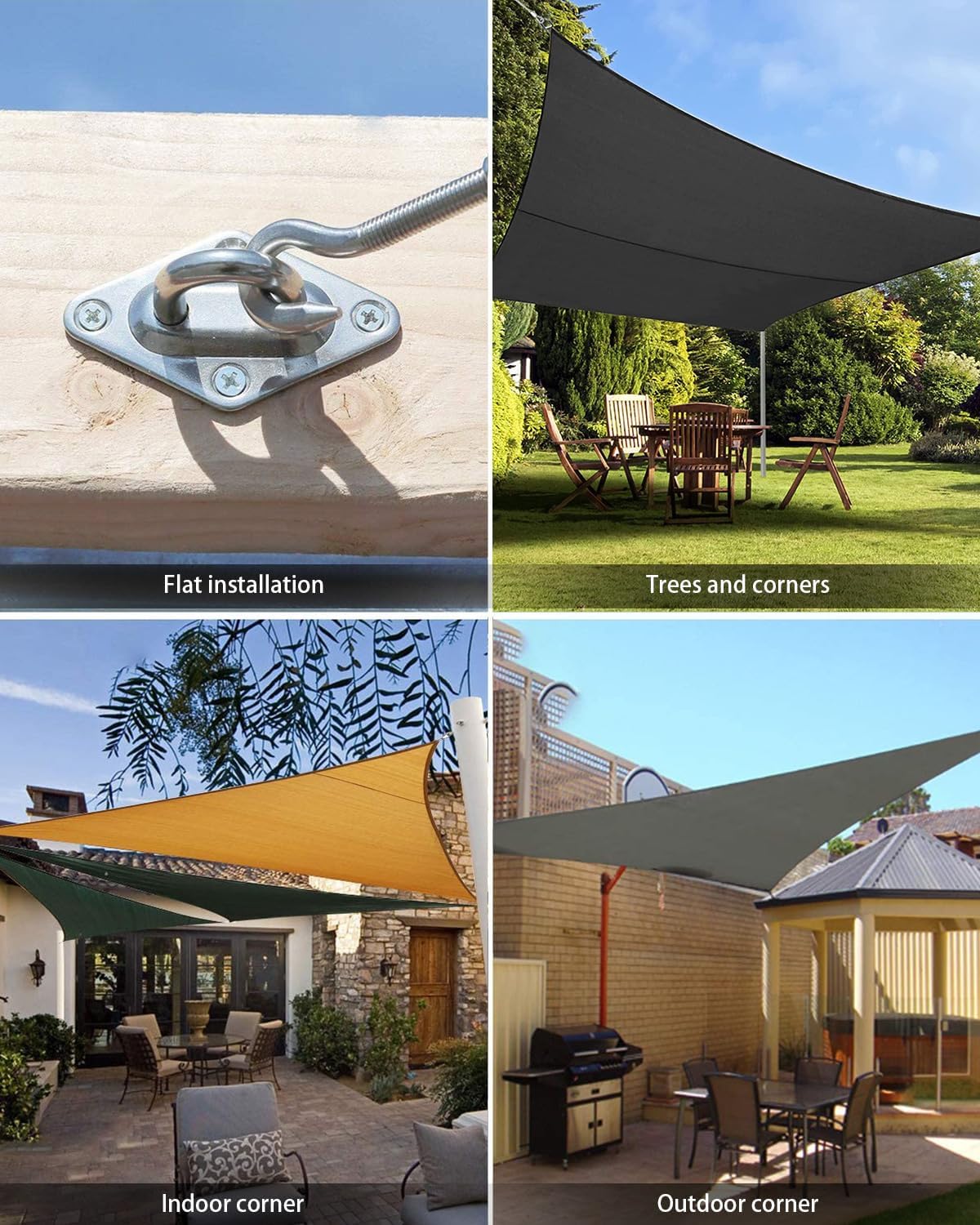 Sun Shade Sail Hardware Kit, 304 Stainless Steel Sunshades Canopy Installation Kit for Garden Rectangle & Triangle Shade Sails, Heavy Duty Shade Sail Fixing Accessories, Awning Attachment Set - Image 3