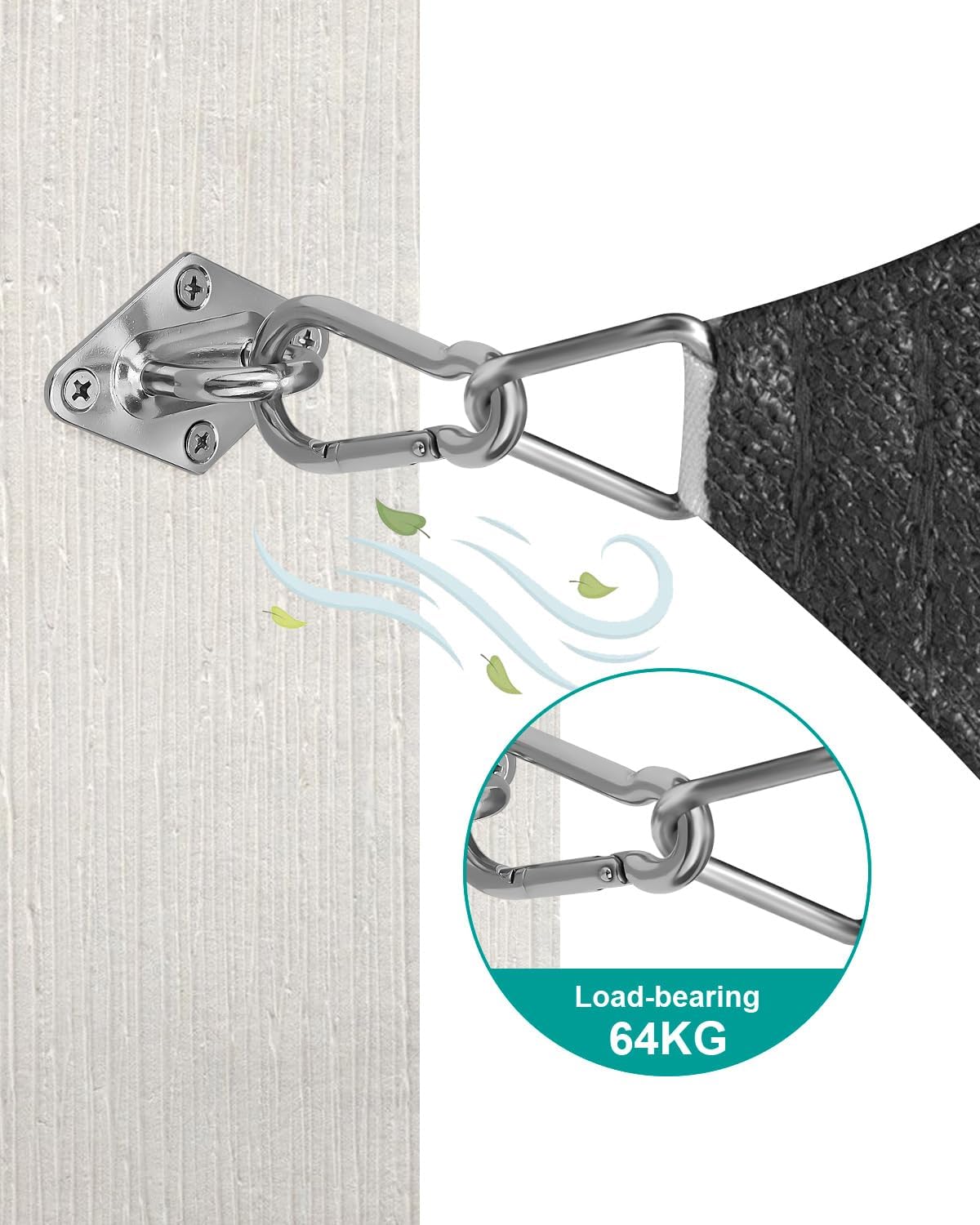 Sun Shade Sail Hardware Kit, 304 Stainless Steel Sunshades Canopy Installation Kit for Garden Rectangle & Triangle Shade Sails, Heavy Duty Shade Sail Fixing Accessories, Awning Attachment Set - Image 4
