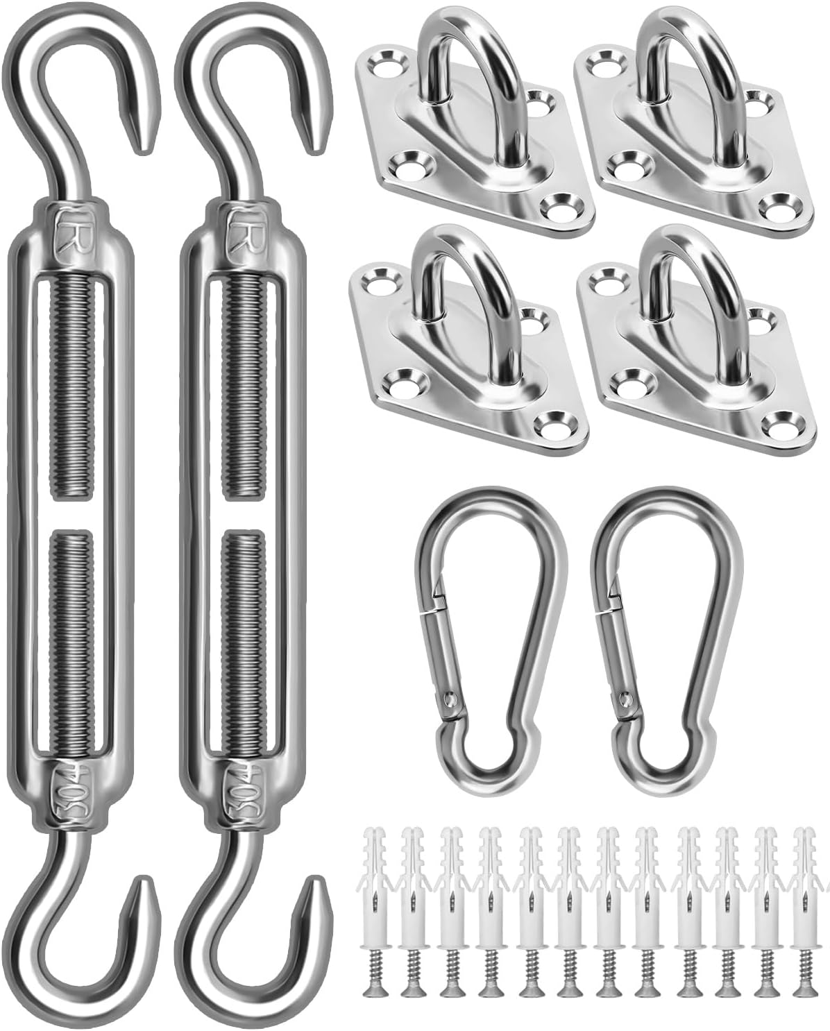 Sun Shade Sail Hardware Kit, 304 Stainless Steel Sunshades Canopy Installation Kit for Garden Rectangle & Triangle Shade Sails, Heavy Duty Shade Sail Fixing Accessories, Awning Attachment Set - Image 7