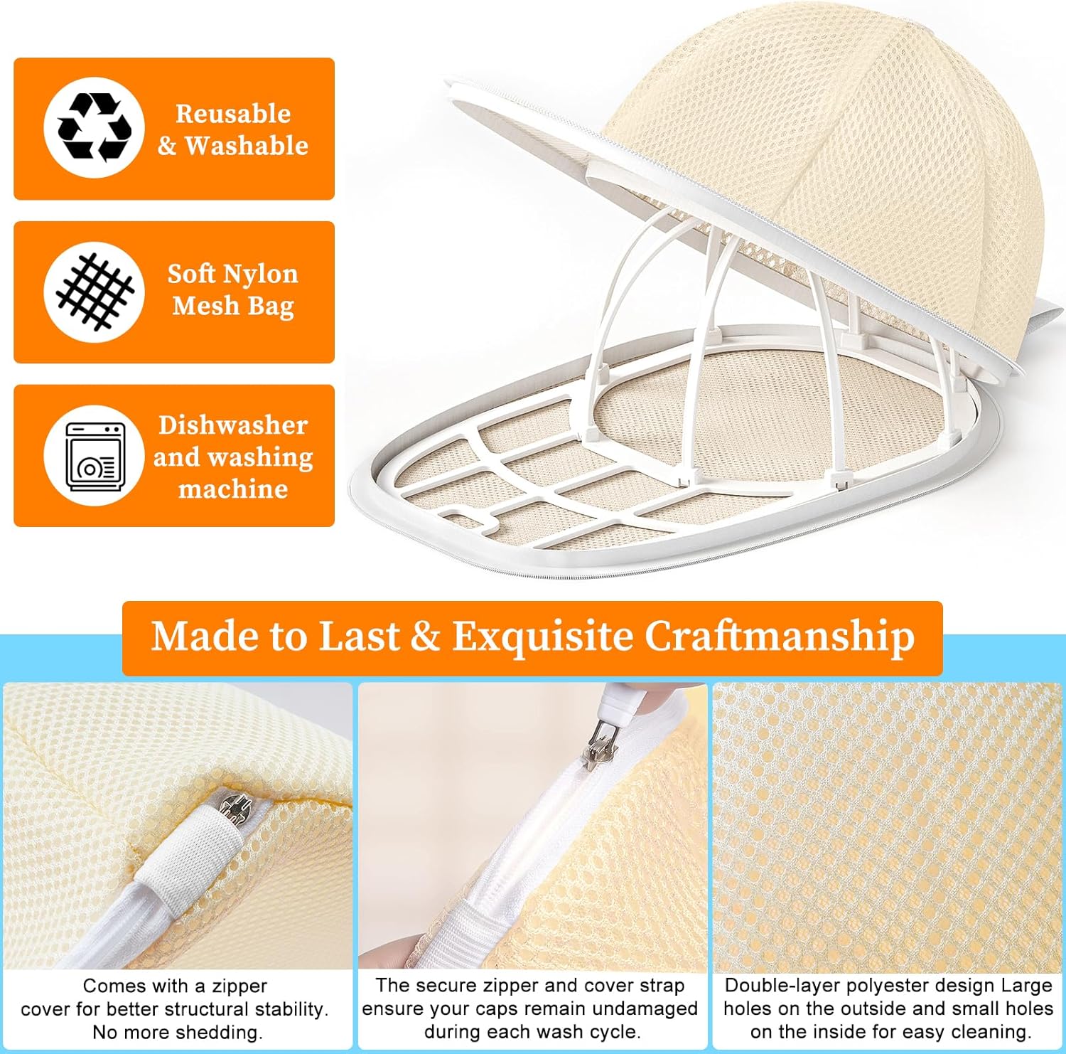 Coopahce Hat Washer for Washing Machine, Hats Cleaner for Baseball Caps, Hat Washing Cage Cap Washer, Dishwasher Hat Holder - Image 2