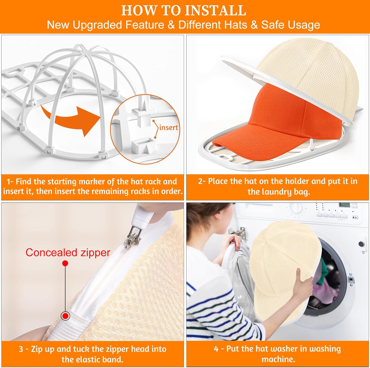 Coopahce Hat Washer for Washing Machine, Hats Cleaner for Baseball Caps, Hat Washing Cage Cap Washer, Dishwasher Hat Holder - Image 6