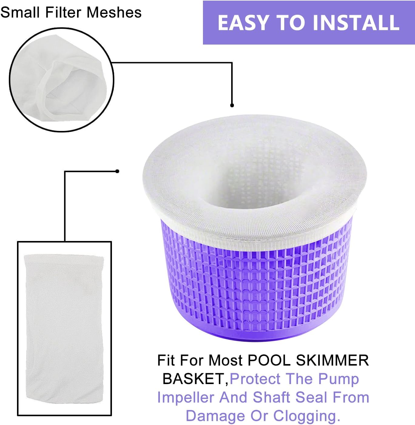 30-Pack of Pool Skimmer Socks - Filters Baskets, Skimmers Cleans Debris and Leaves for In-Ground and Above Ground Pools - Image 2