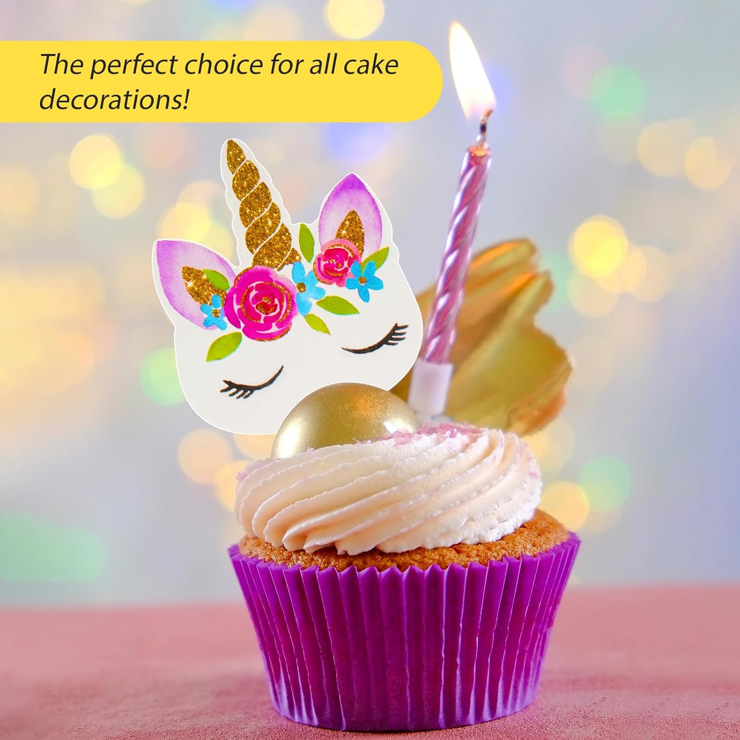 48 Pieces Rainbow Unicorn Cupcake Toppers, Cupcake Picks Cake Decorations, Double Sided Unicorn Cake Topper Set Birthday Baby Shower Party Supplies - Image 5