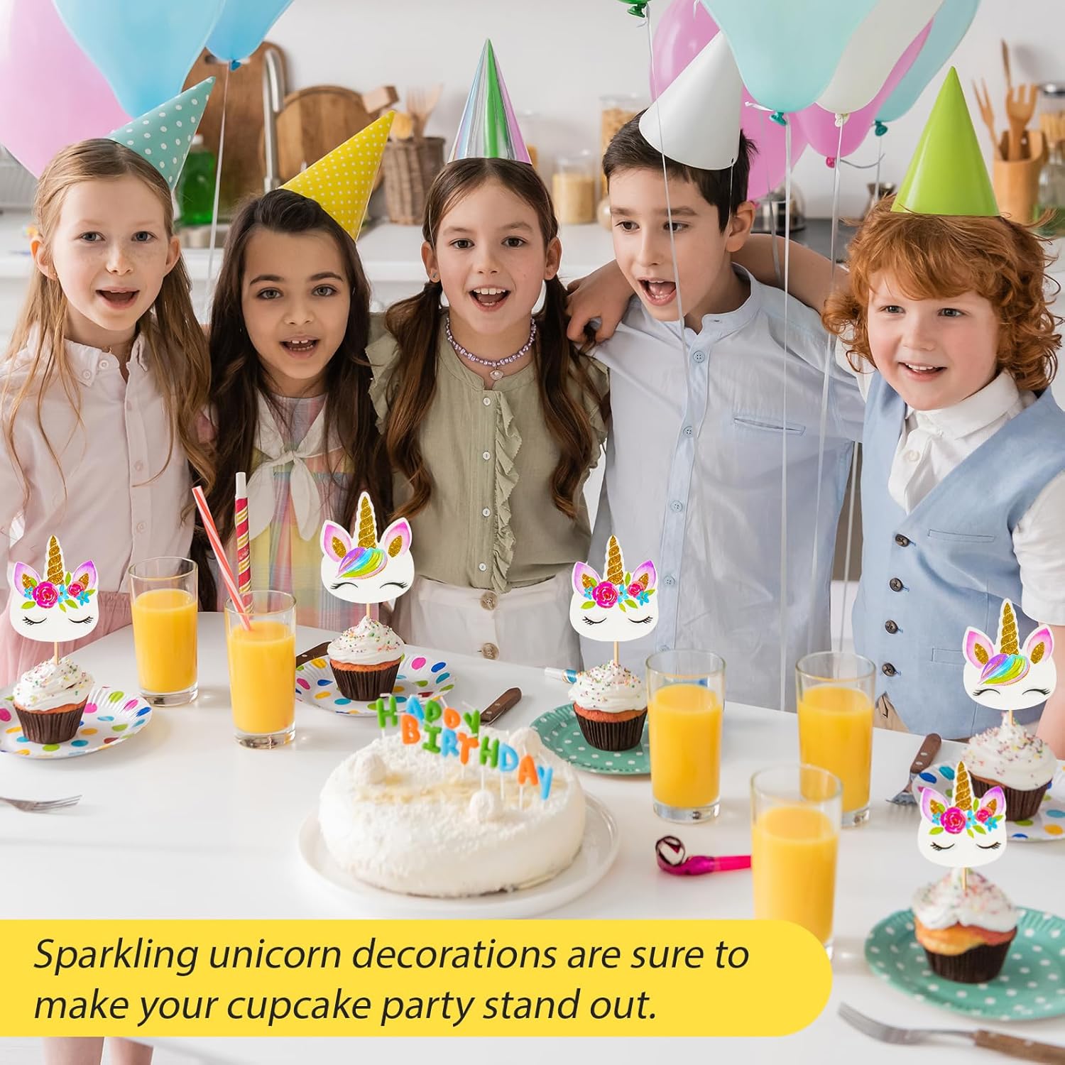48 Pieces Rainbow Unicorn Cupcake Toppers, Cupcake Picks Cake Decorations, Double Sided Unicorn Cake Topper Set Birthday Baby Shower Party Supplies - Image 7