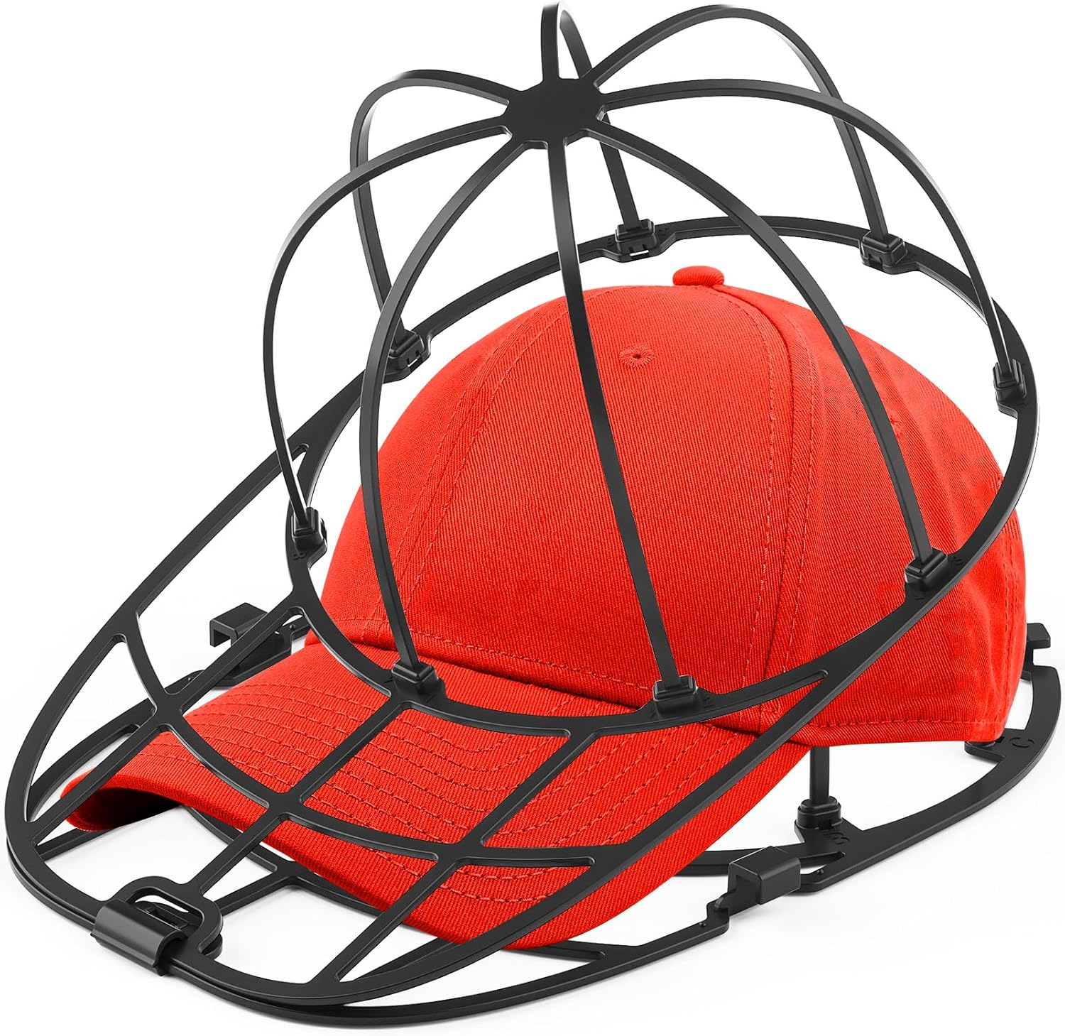 Hat Washer Cage for Washing Machine & Dishwasher- Ball Cap Washer for Baseball Caps & Hats, Baseball Cap Cleaner and Shaper, Fits Adult/Kids Caps (Black) - Image 1