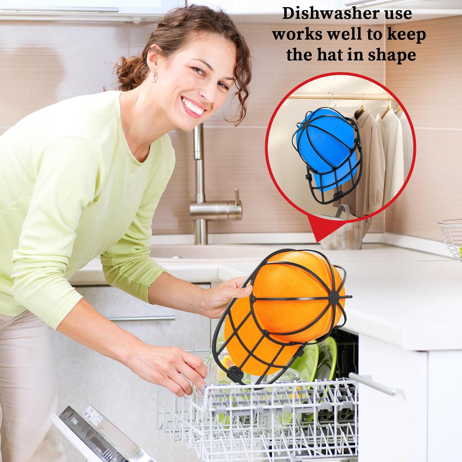 Hat Washer Cage for Washing Machine & Dishwasher- Ball Cap Washer for Baseball Caps & Hats, Baseball Cap Cleaner and Shaper, Fits Adult/Kids Caps (Black) - Image 3