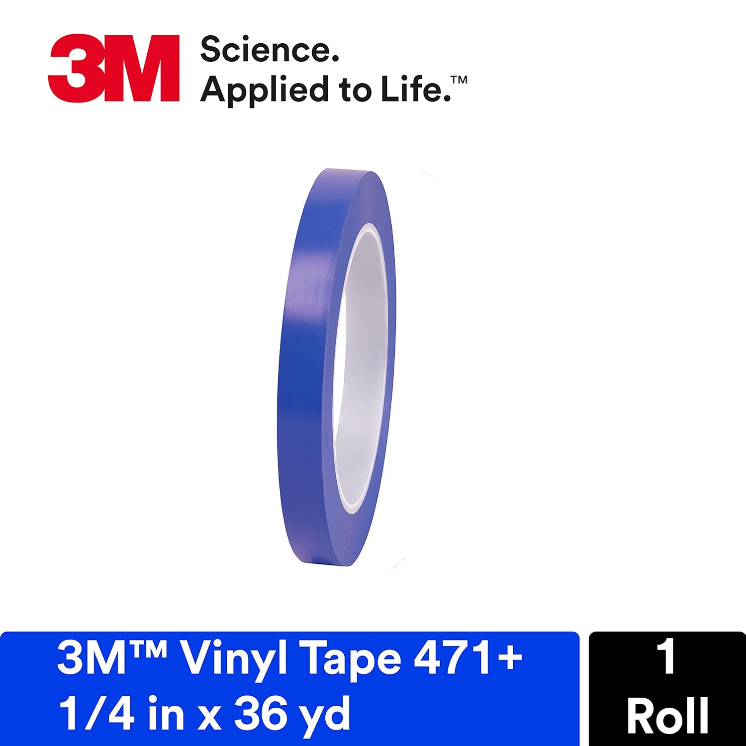 Vinyl Tape 471+, 1/4 in x 36 yd, Indigo, 1 Roll, Fine Line Tape for Paint Masking Striping, Color Separation and Complex Designs, High-Temperature, Stretch - Image 2