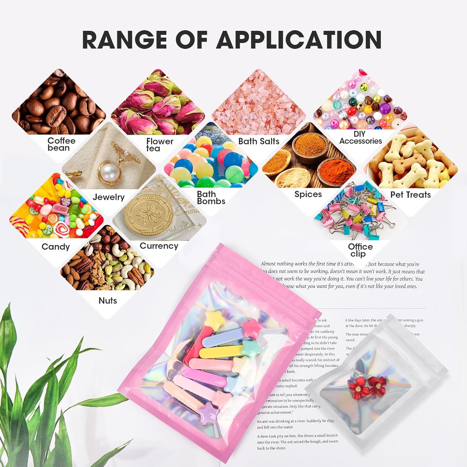 120PCS Smell Proof Mylar Bags,4