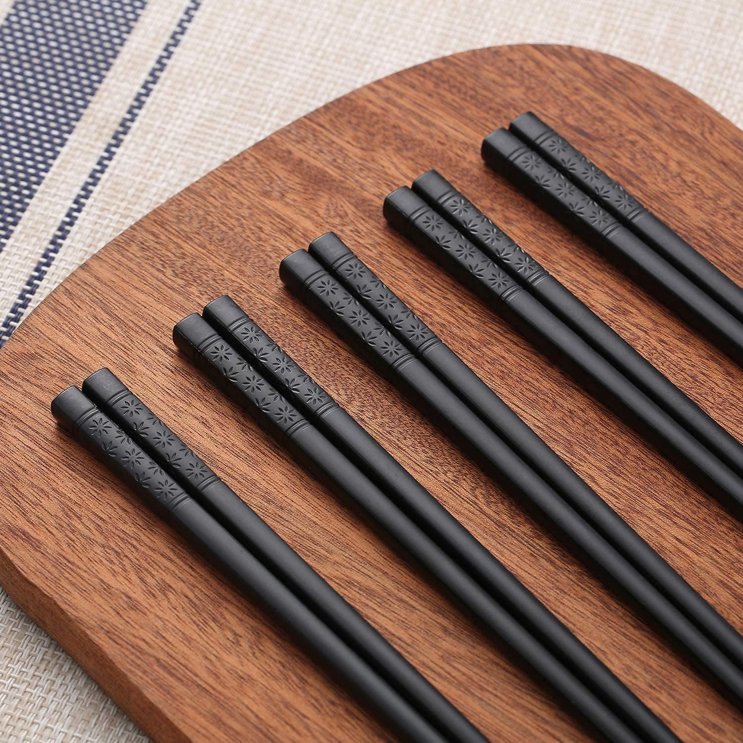 10 Pairs Fiberglass Chopsticks - Reusable Chopsticks Dishwasher Safe, 9 1/2 Inches - Black - Image 4