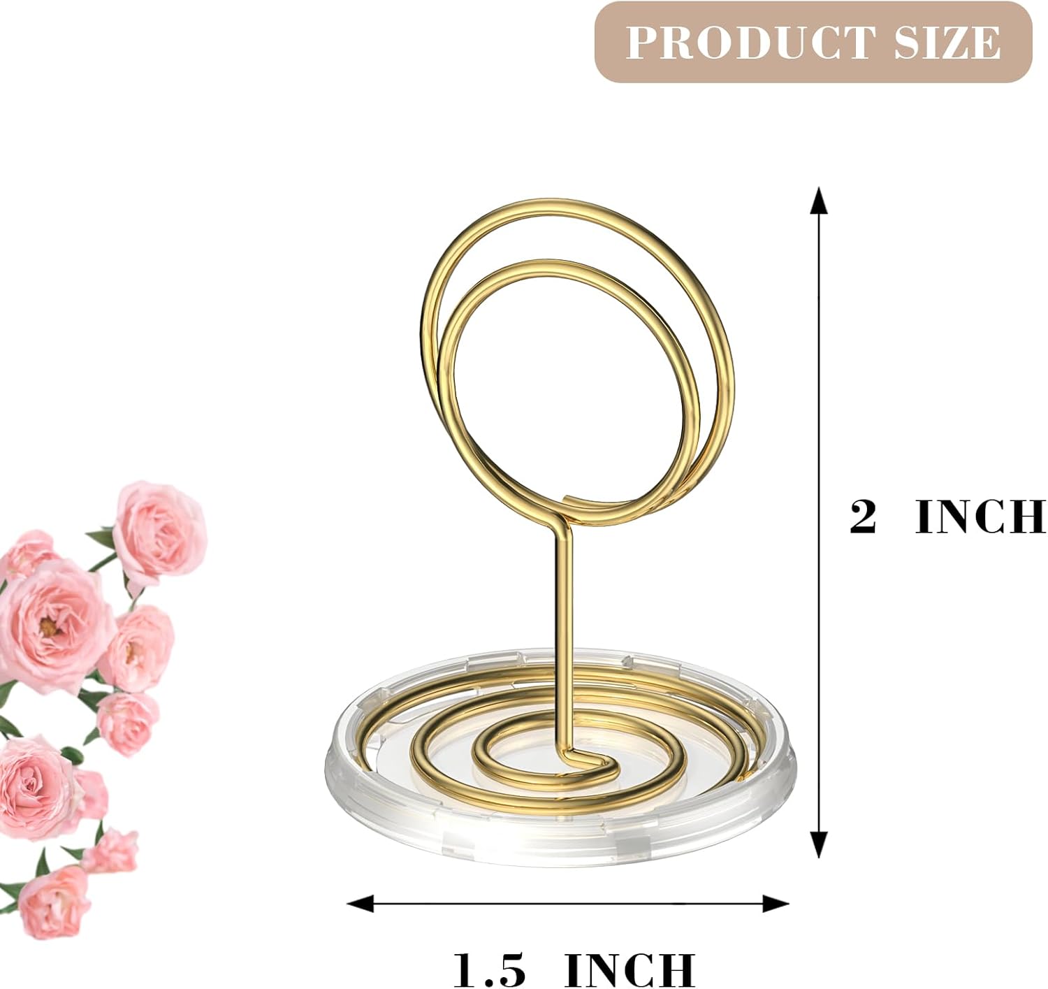 30 Pack Gold Table Number Holders with Clear Base – Metal Place Card Holders for Table, Photo Picture Stands Card Holders for Wedding Party Banquet Restaurant Events (Gold) - Image 3