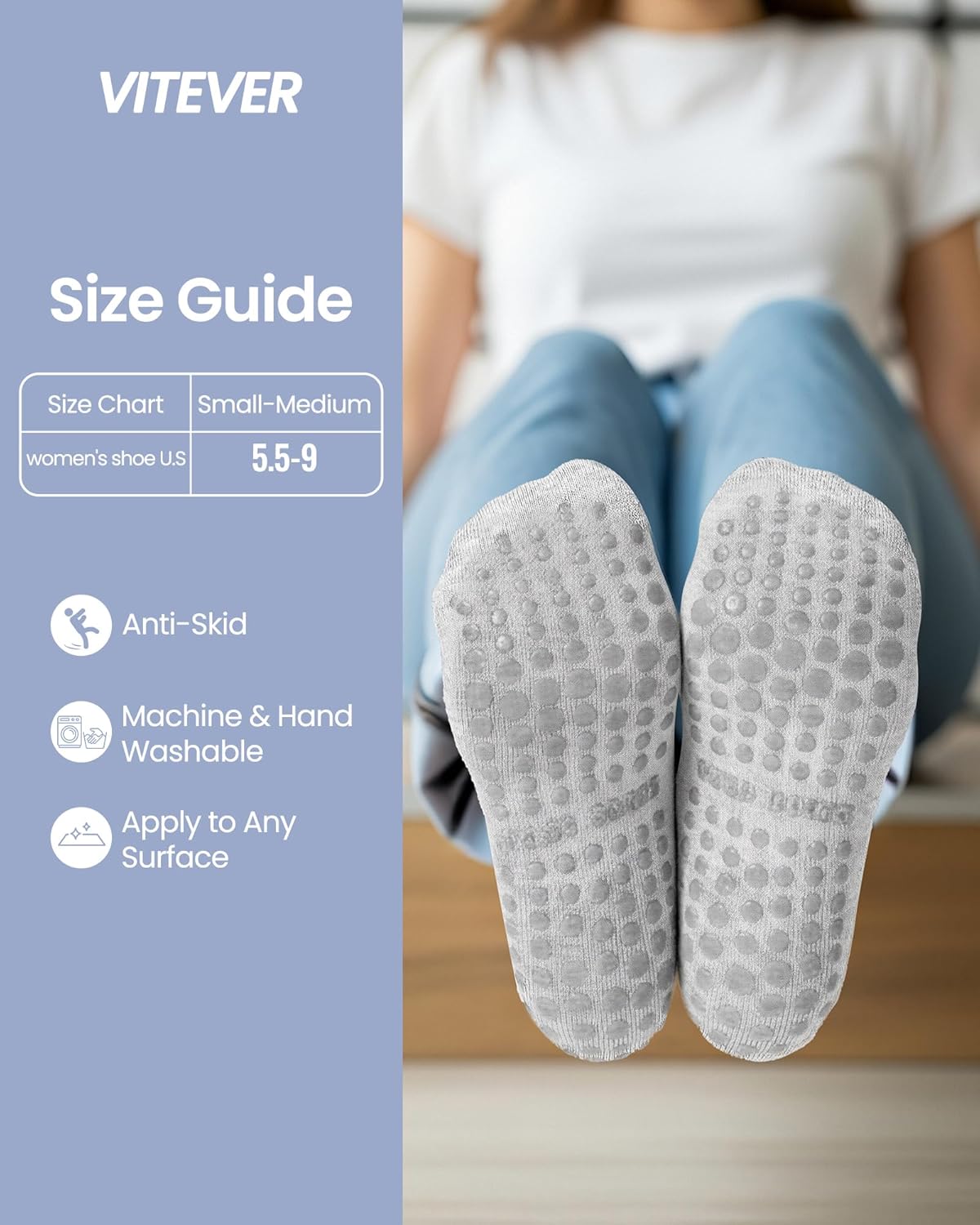 6 Pairs Grip Pilates Socks for Women, Grippy Non Slip Yoga Socks, Cute Cherry Grip Socks for Barre, Hospital, Athletic, Barefoot and Workout - Image 6