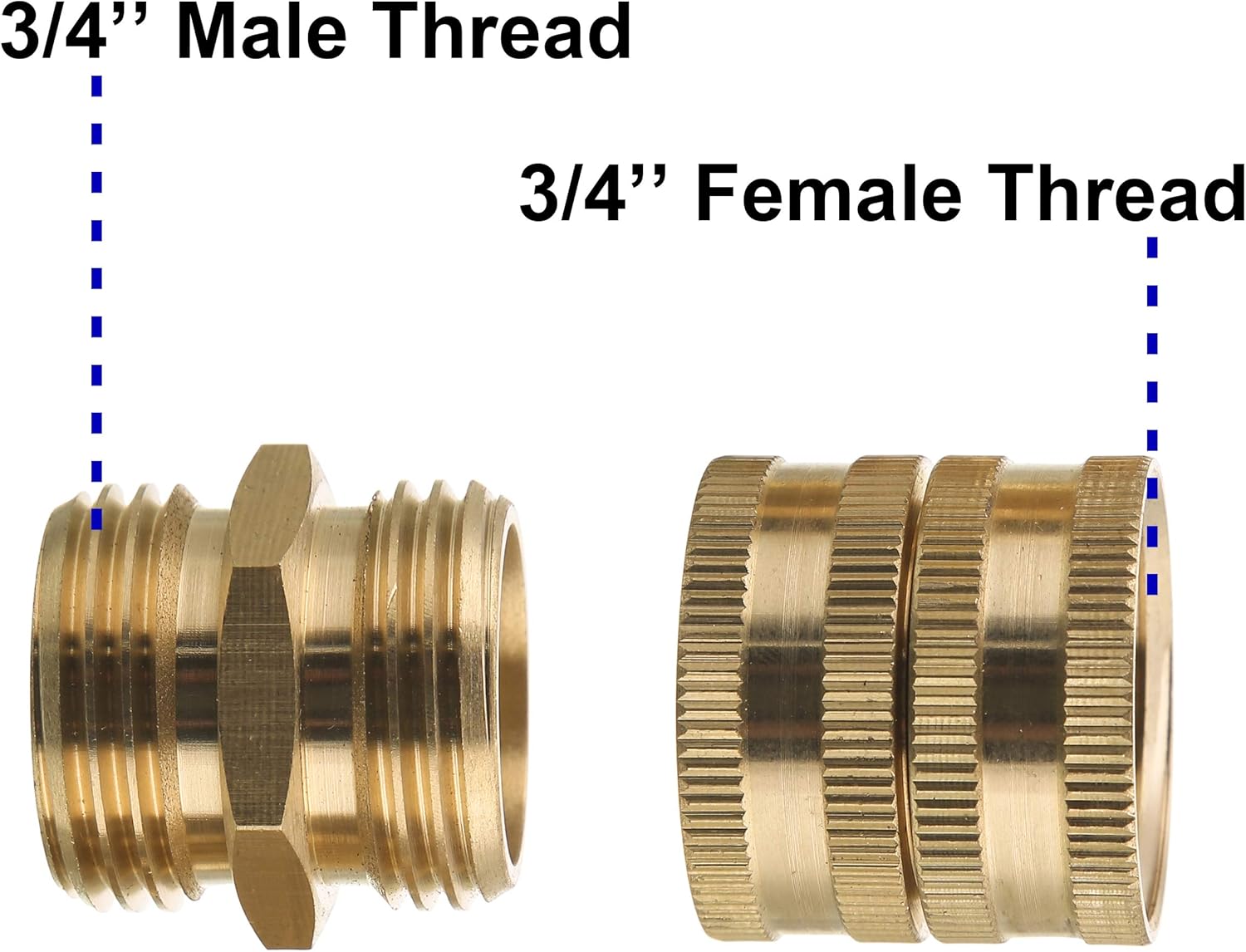 Garden Hose Adapter, Male to Male, Female to Female, 3/4 Inch Brass Connector, 4-Pack with Extra 4 Washers - Image 2