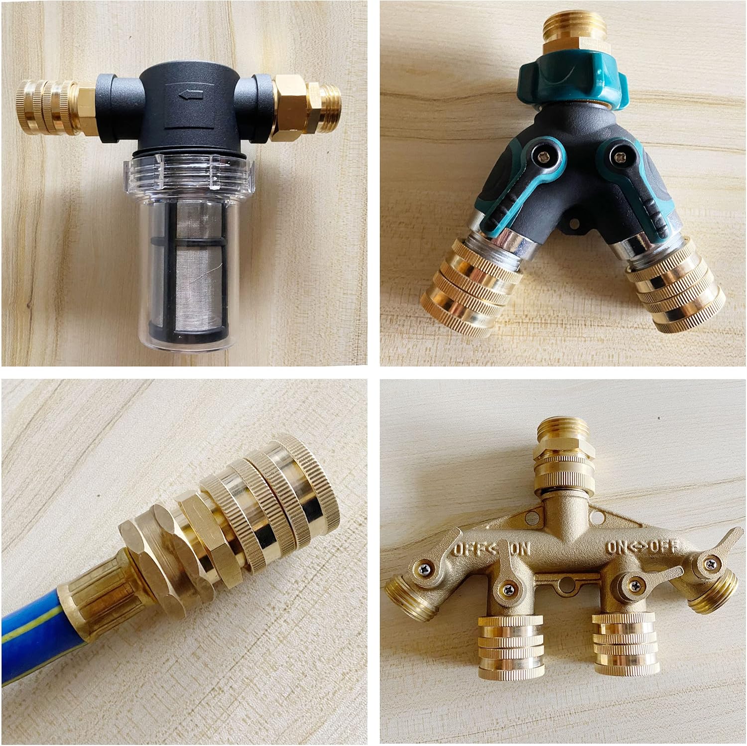 Garden Hose Adapter, Male to Male, Female to Female, 3/4 Inch Brass Connector, 4-Pack with Extra 4 Washers - Image 5