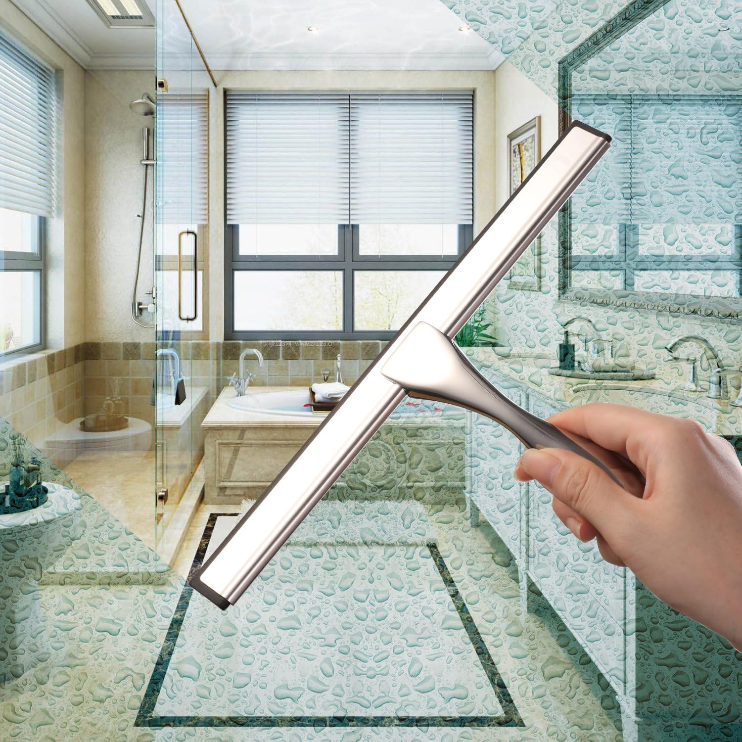 All-Purpose Shower Squeegee for Shower Doors, Bathroom, Window and Car Glass - Stainless Steel, 10 Inches - Image 3