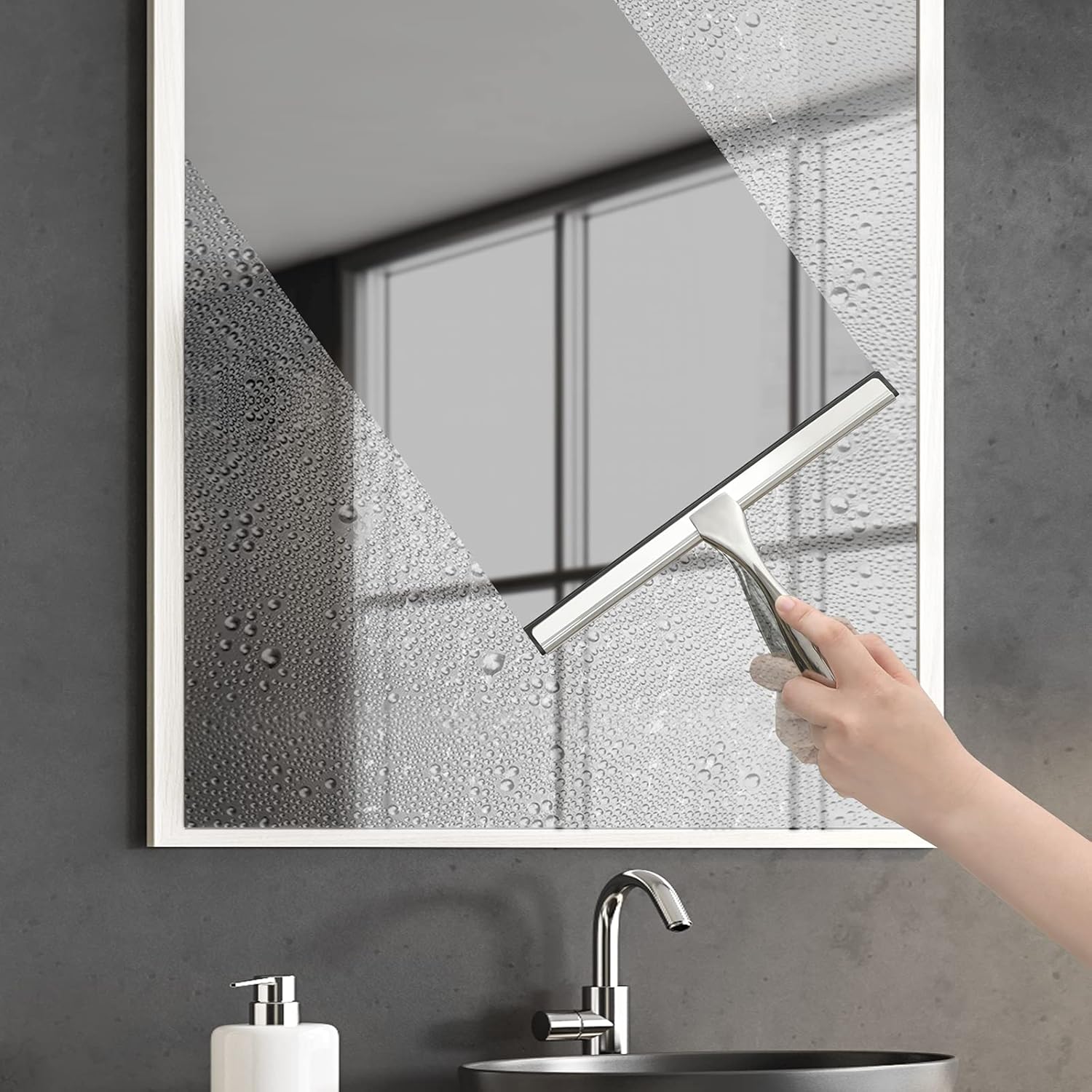 All-Purpose Shower Squeegee for Shower Doors, Bathroom, Window and Car Glass - Stainless Steel, 10 Inches - Image 4