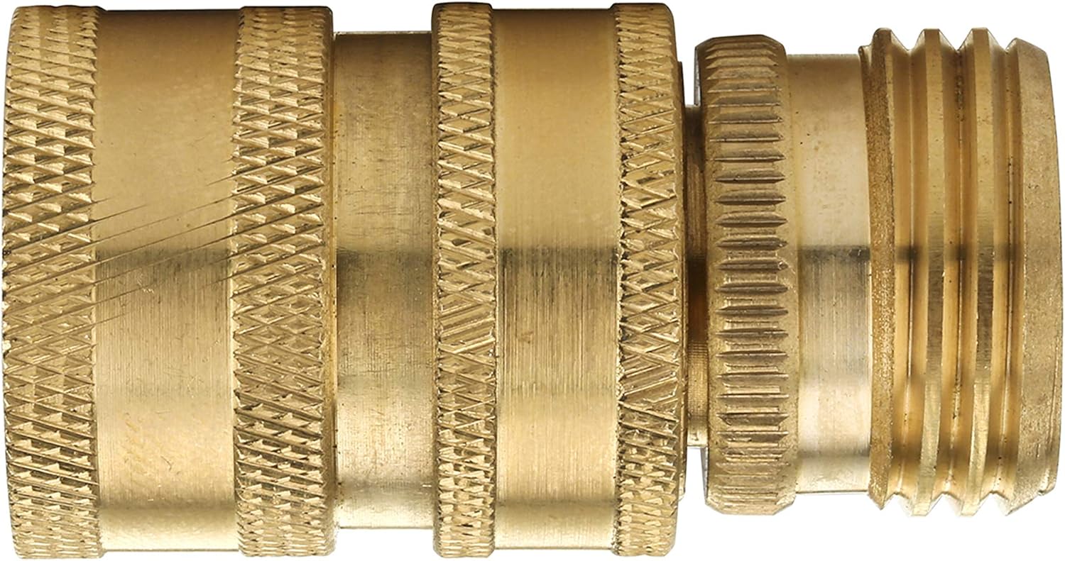 Garden Hose Quick Connect Fittings, 3/4 Inch GHT Solid Brass, Quick Connector Set, 2-Pack - Image 4