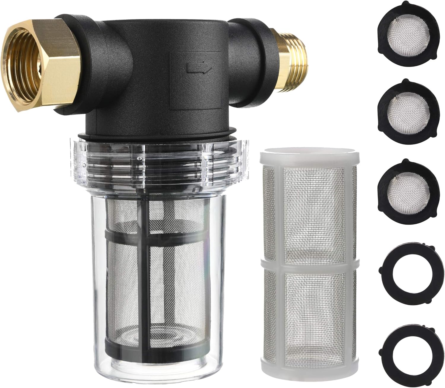 Garden Hose Filter for Pressure Washer inlet Water, Inline Filter for Sediment, 40 Mesh Screen, Extra 100 Mesh - Image 1