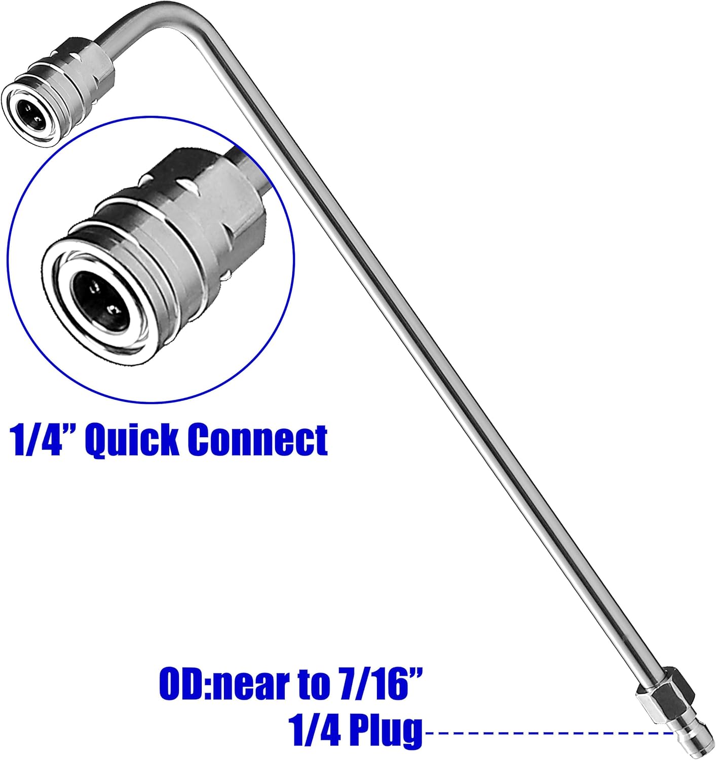 Pressure Washer Wand Extension, 90 Degree Curved Angled, Undercarriage and Gutter Cleaner Attachment, 1/4 Inch Quick Connect, 14 Inch - Image 2