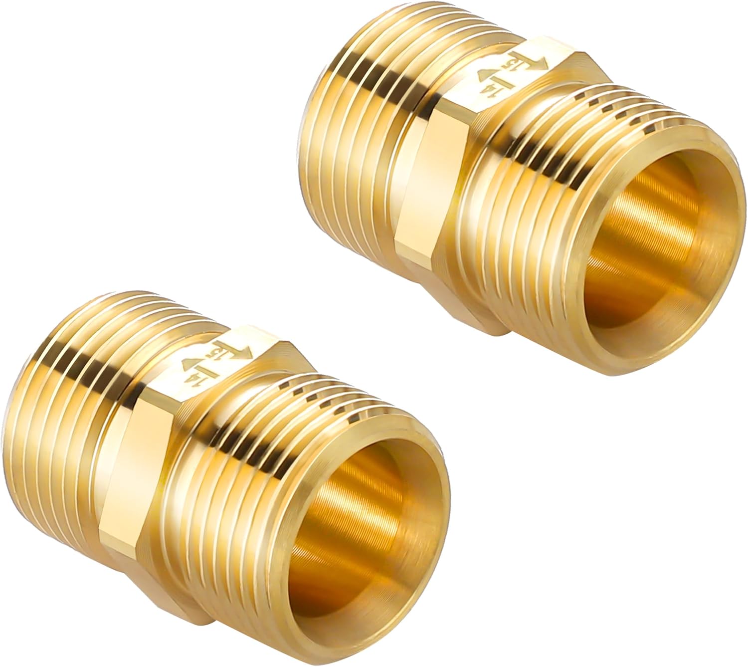 Pressure Washer Adapter, Metric M22 15mm Male Thread to M22 14mm Male Fitting, 4500 PSI, 2 Pack - Image 1