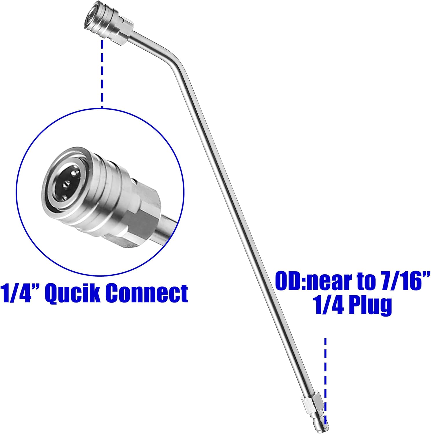 Pressure Washer Wand Extension, 30 Degree Curved Angled, Undercarriage and Gutter Cleaner Attachment, 1/4 Inch Quick Connect, 14 Inch - Image 3