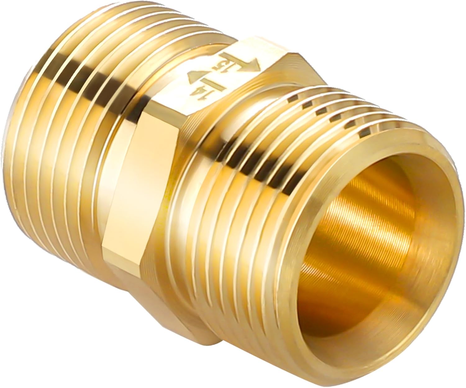 Pressure Washer Coupler, Metric M22 15mm Male Thread to M22 14mm Male Fitting, 4500 PSI - Image 1