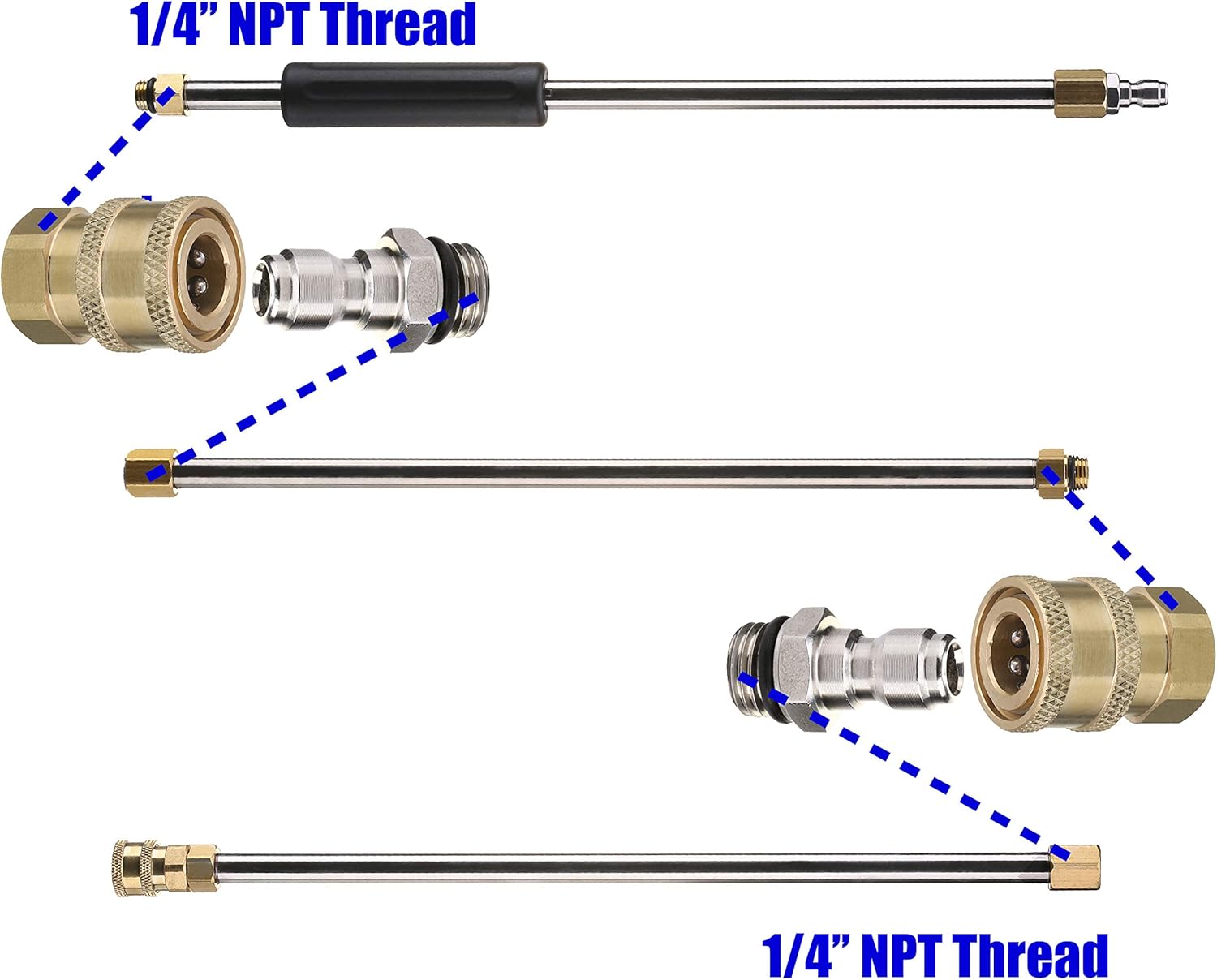 Pressure Washer Adapter Set, 1/4 Inch Quick Disconnect Kit, 5000 PSI - Image 4