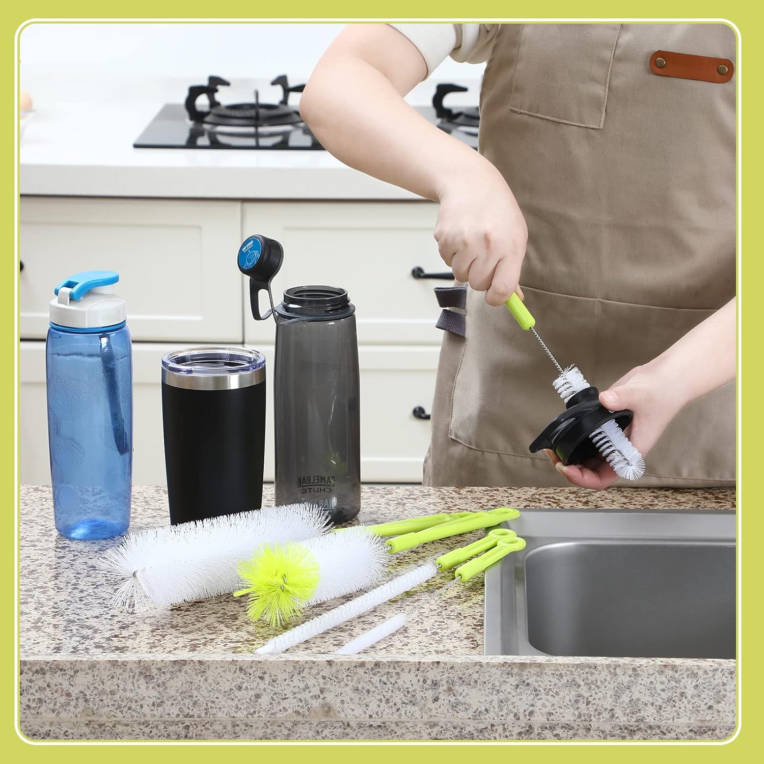 Bottle Cleaning Brush Set - Long Handle Bottle Cleaner for Washing Narrow Neck Beer Bottles, Sports Water Bottles with Straw Brush, Kettle Spout/Lid Cleaner Brushes - Image 4