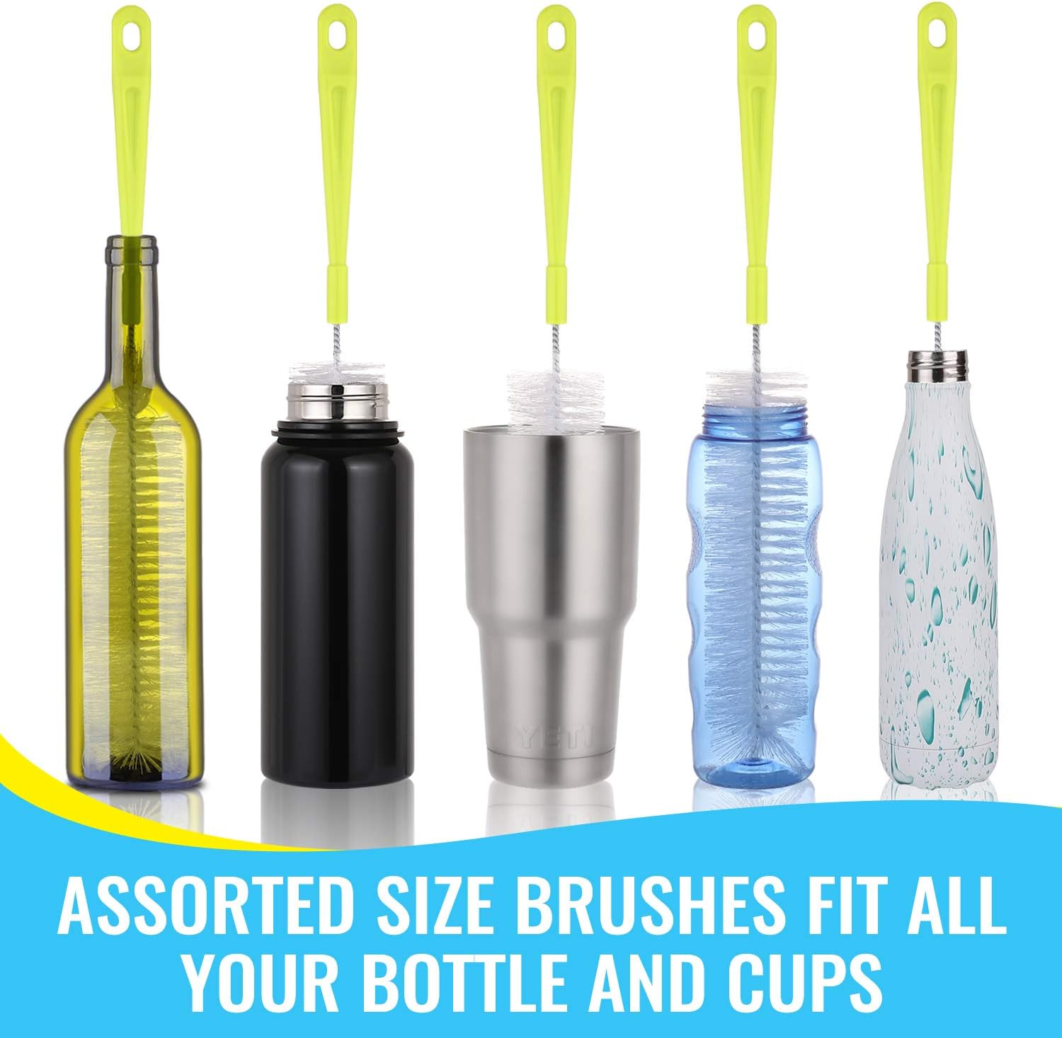 Bottle Cleaning Brush Set - Long Handle Bottle Cleaner for Washing Narrow Neck Beer Bottles, Sports Water Bottles with Straw Brush, Kettle Spout/Lid Cleaner Brushes - Image 5