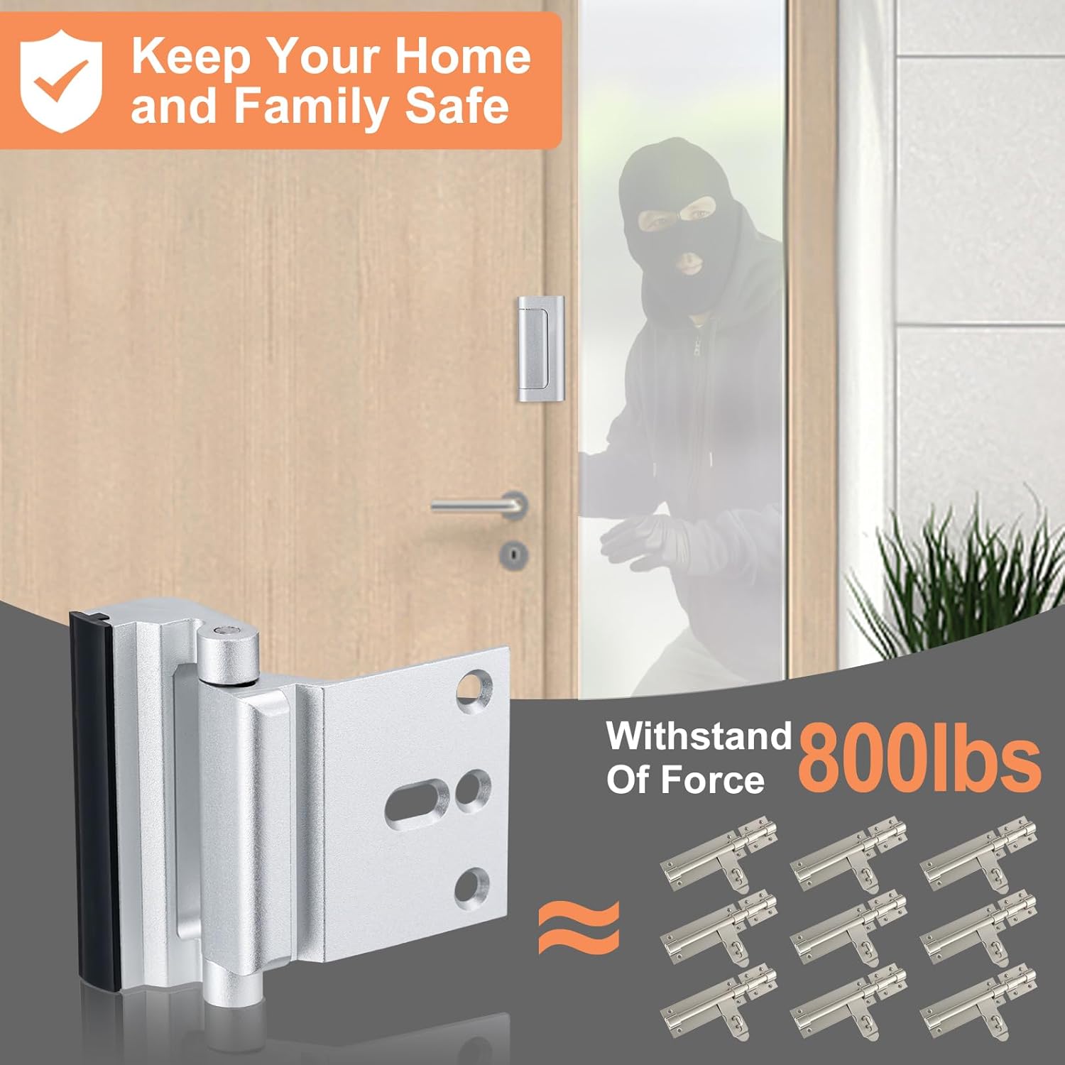 2 Pack Home Security Door Lock,Childproof Door Reinforcement Lock,with 3