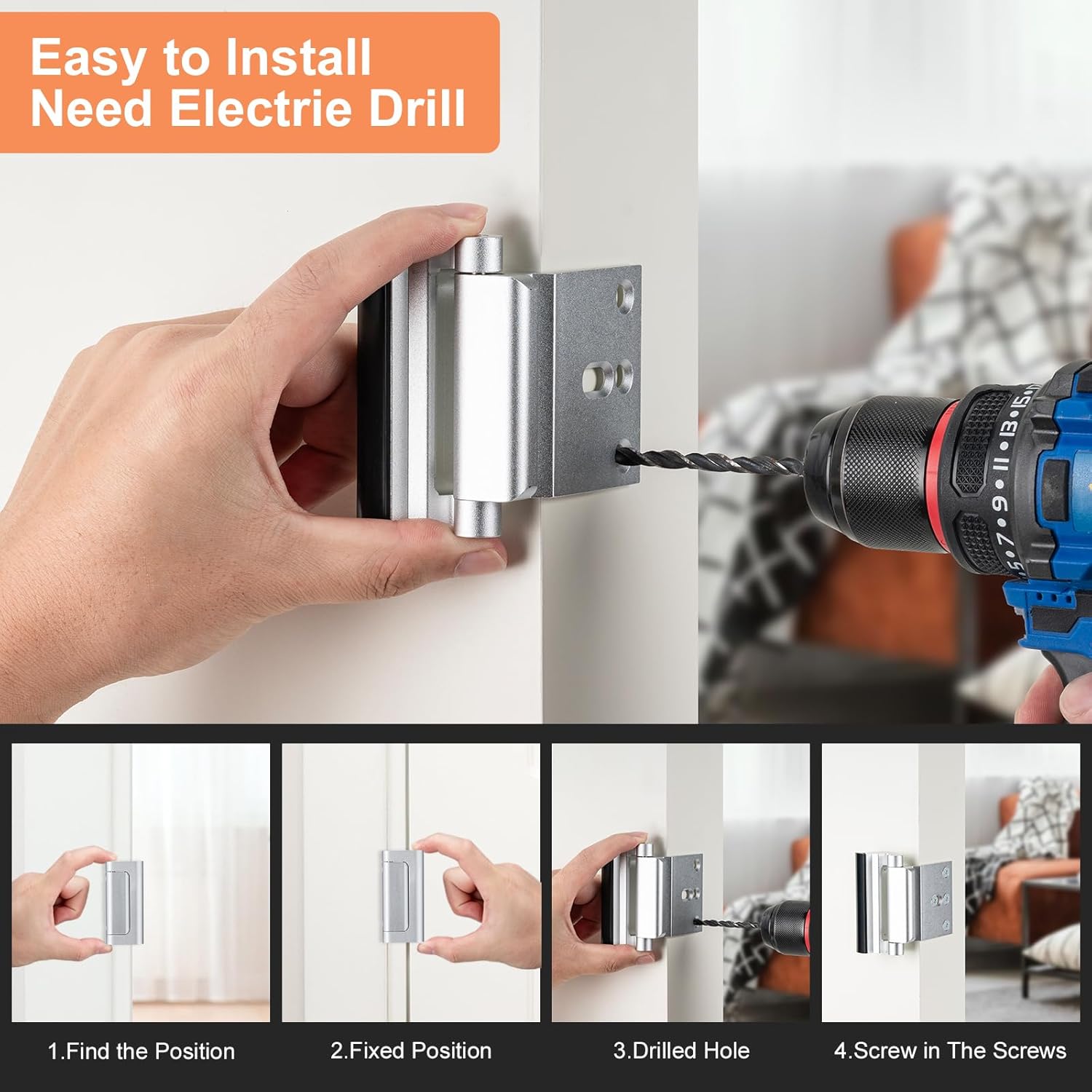 2 Pack Home Security Door Lock,Childproof Door Reinforcement Lock,with 3