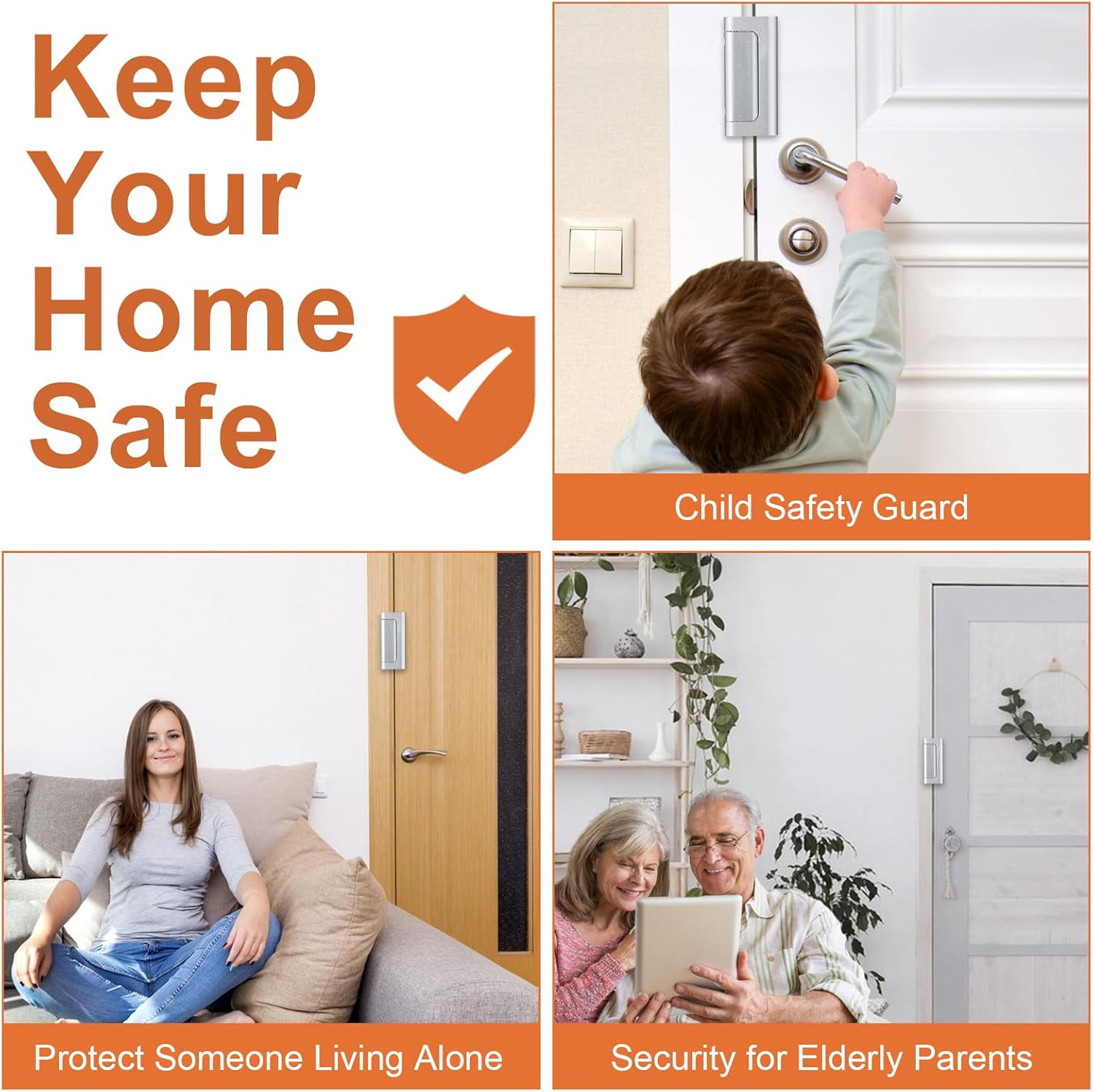 2 Pack Home Security Door Lock,Childproof Door Reinforcement Lock,with 3