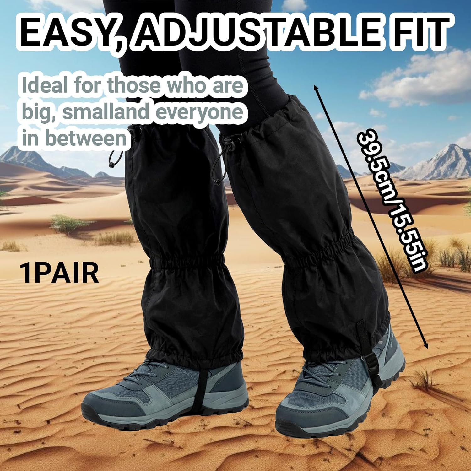 1Pair Adjustable Leg Gaiters - Lightweight Waterproof Leg Guards for Men & Women - Anti-Mosquito Bites Gators for Hiking Boots - Hiking Essentials for Hunting, Trekking & Fishing - Image 1