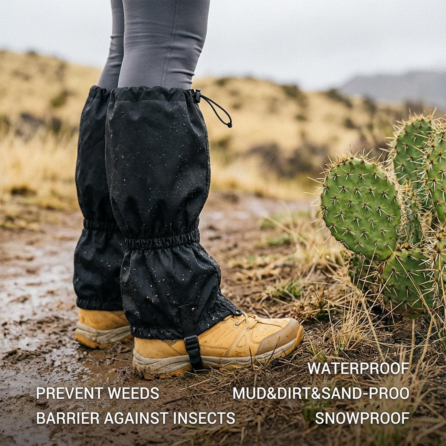 1Pair Adjustable Leg Gaiters - Lightweight Waterproof Leg Guards for Men & Women - Anti-Mosquito Bites Gators for Hiking Boots - Hiking Essentials for Hunting, Trekking & Fishing - Image 3