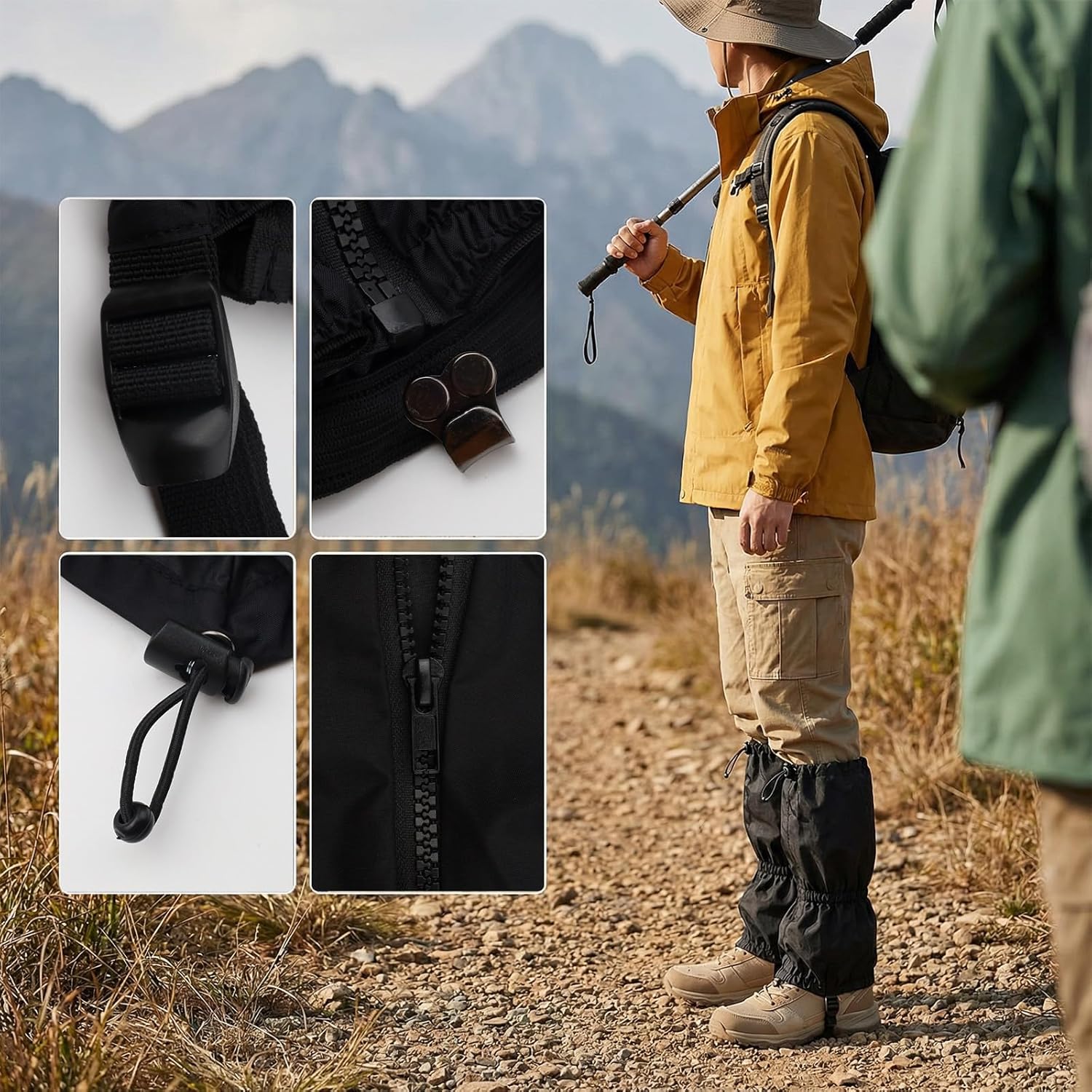 1Pair Adjustable Leg Gaiters - Lightweight Waterproof Leg Guards for Men & Women - Anti-Mosquito Bites Gators for Hiking Boots - Hiking Essentials for Hunting, Trekking & Fishing - Image 5