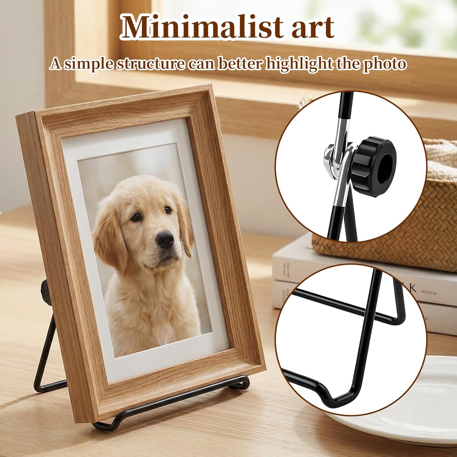Frame Stand Replacement Compatible with FrameoDigital - Adjustable & Foldable Photo Frame Holders Fits for 7-11'' Display Photo Frame,Book and Platter, Tabletop Art, Metal Black - Image 1