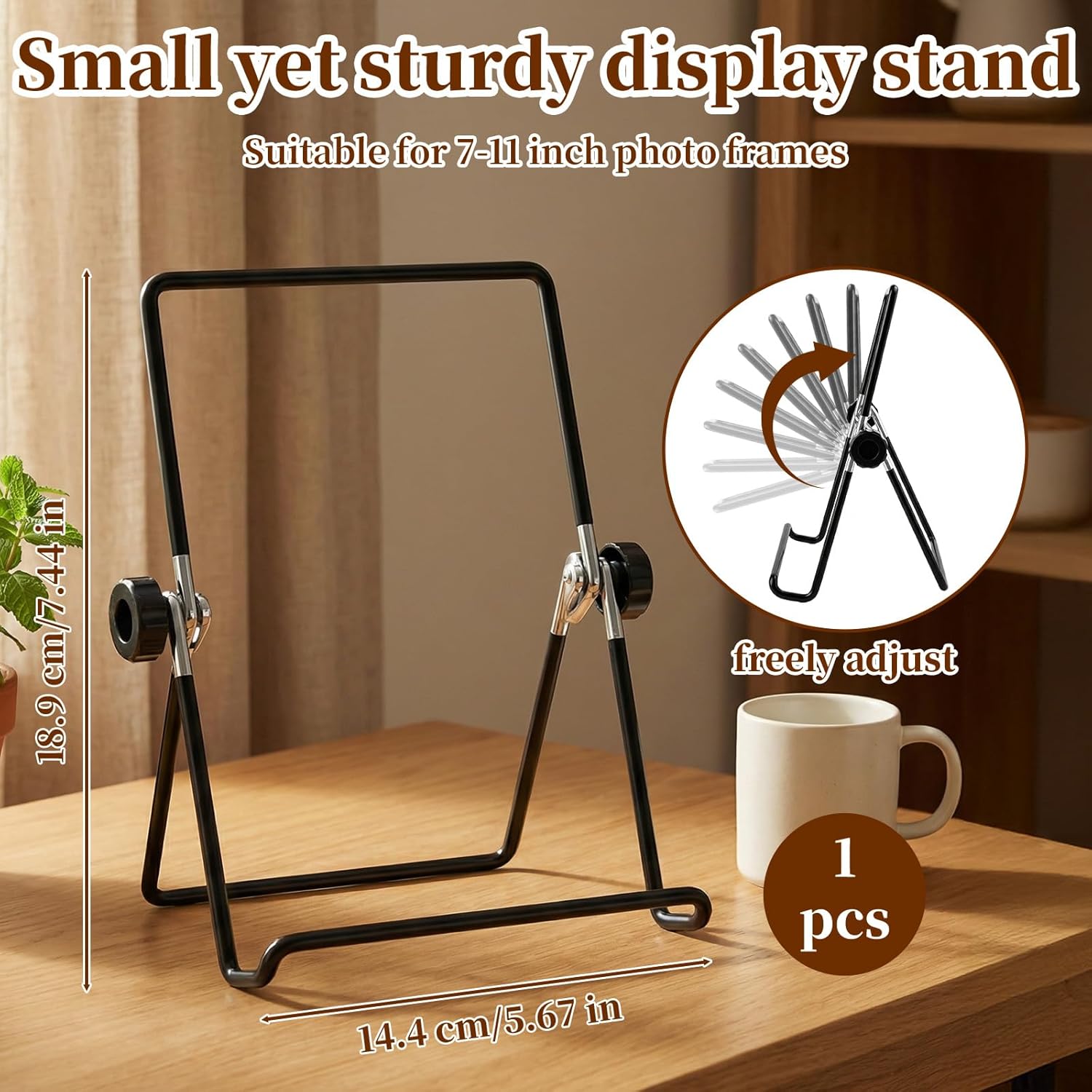 Frame Stand Replacement Compatible with FrameoDigital - Adjustable & Foldable Photo Frame Holders Fits for 7-11'' Display Photo Frame,Book and Platter, Tabletop Art, Metal Black - Image 2
