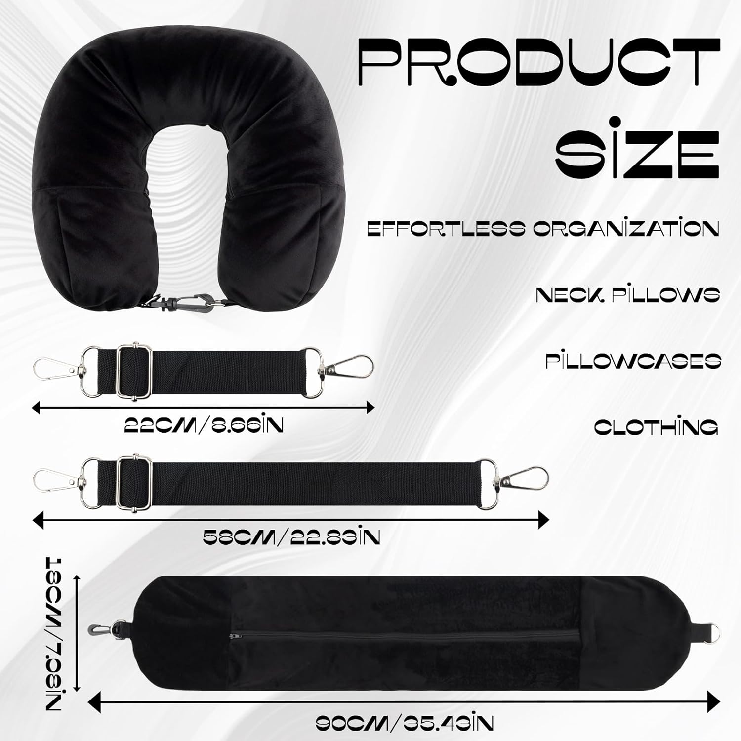 1-Pack Stuffable Travel Pillow for Extra Luggage - Travel Neck Pillow with Adjustable Neck Size - Multifunctional Velvet Neck Pillowcas - Sleeping Rest Cushion Travel Essentials - Image 1