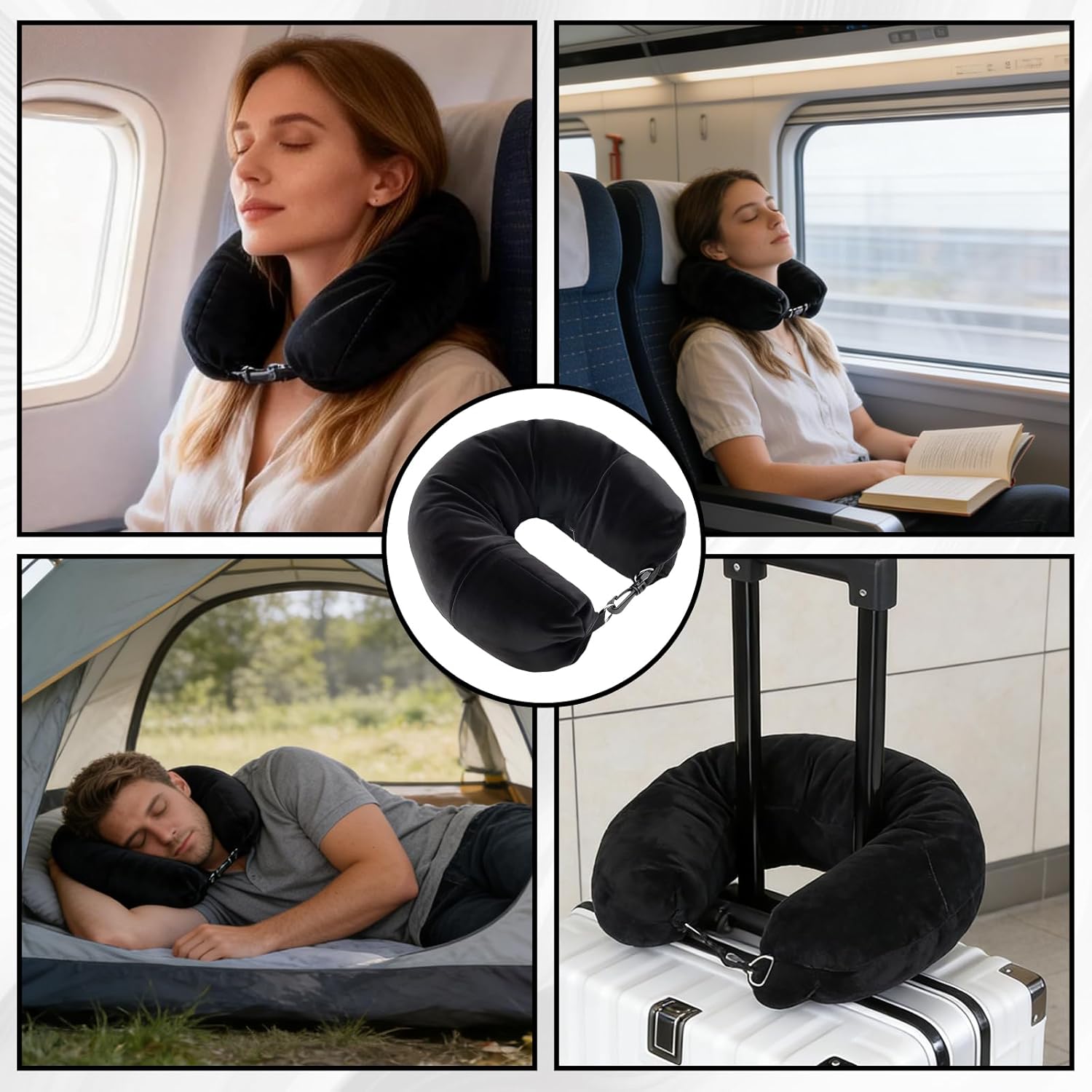 1-Pack Stuffable Travel Pillow for Extra Luggage - Travel Neck Pillow with Adjustable Neck Size - Multifunctional Velvet Neck Pillowcas - Sleeping Rest Cushion Travel Essentials - Image 5
