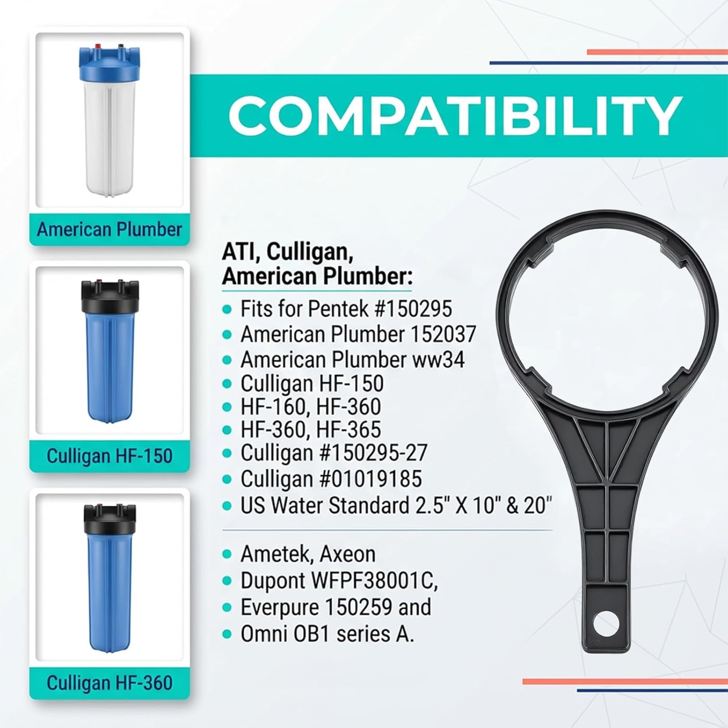 SW-2 Water Filter Housing Wrench - 4.9 inch ID, Big Blue Filter Wrench Fits for Pentair Pentek/Everpure 4 3/4″ Standard Housings, American Plumber #152037/ww34, 10
