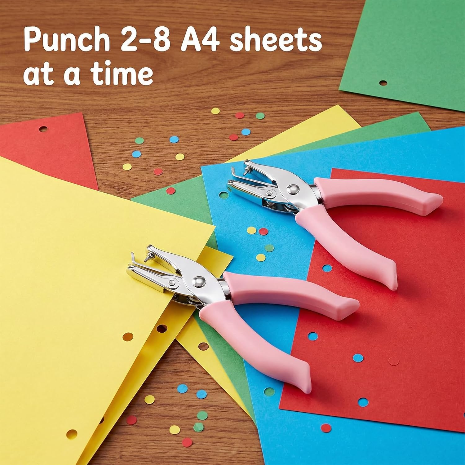 2-Pack Single Hole Punch - 1.5mm & 3mm Dot Paper Hole Puncher for Crafts - One Hole Puncher with Soft Grip Handle - Handheld Circle Punch for Paper Crafts in Home, Office, Classroom Pink - Image 4