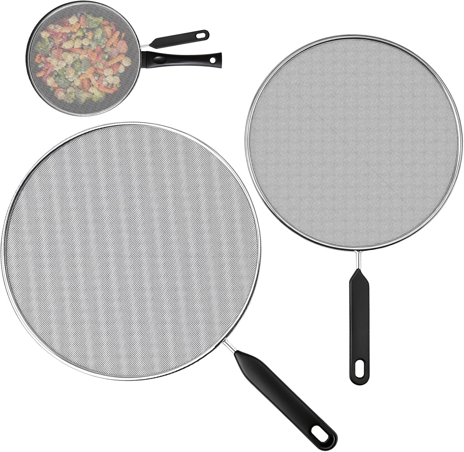 2-Pack Splatter Screen for Frying Pan - 8'' 10'' Stainless Steel Grease Splatter Guard - Cover Oil Splash when Sizzling Bacon - Fine Mesh Cover, Splatter Screen for Frying Pan, Cooking Pots - Image 6