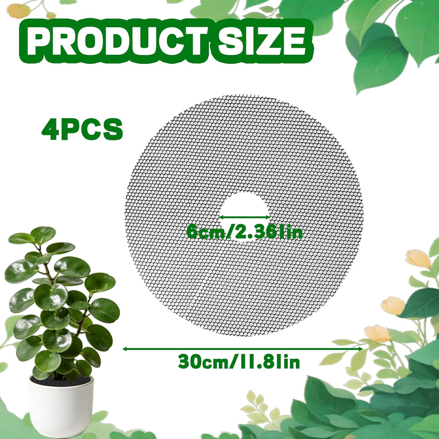 4-Pack Plant Pot Grids- 15.7 Inch Cuttable Mesh Plant Pot Soil Covers -Protectors from Animals - Plant Protector Ring for Indoor Outdoor Garden Plant Landscaping - Image 1