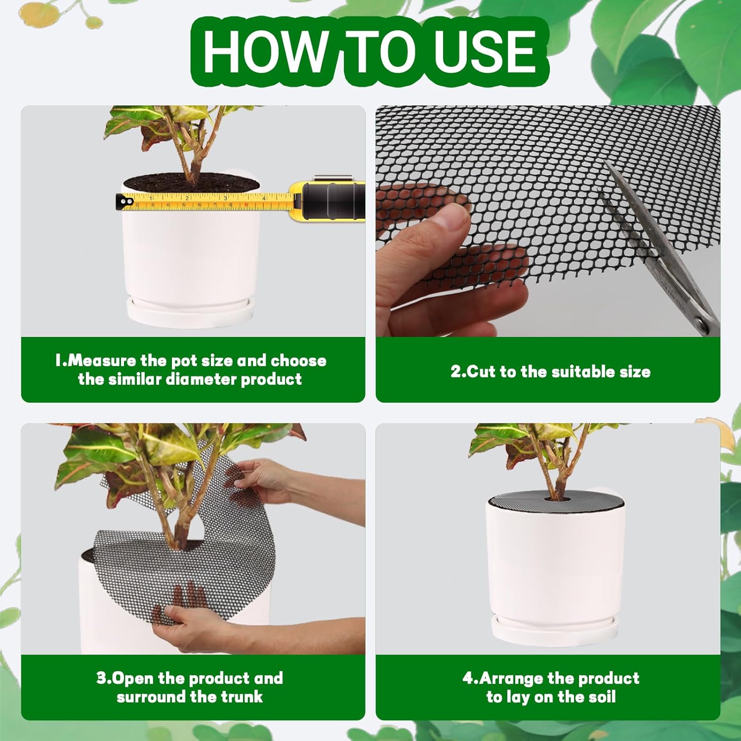 4-Pack Plant Pot Grids- 15.7 Inch Cuttable Mesh Plant Pot Soil Covers -Protectors from Animals - Plant Protector Ring for Indoor Outdoor Garden Plant Landscaping - Image 3