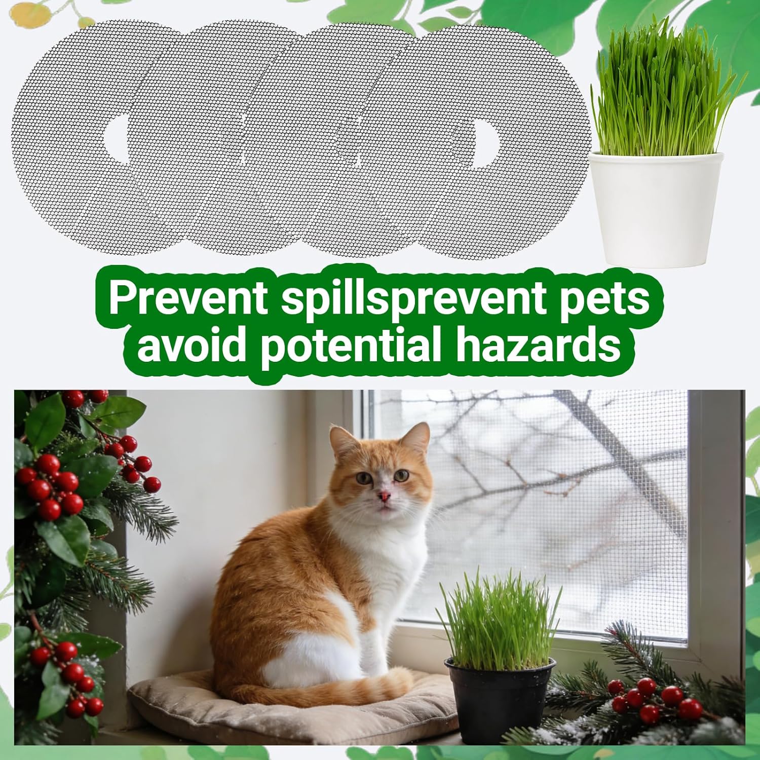 4-Pack Plant Pot Grids- 15.7 Inch Cuttable Mesh Plant Pot Soil Covers -Protectors from Animals - Plant Protector Ring for Indoor Outdoor Garden Plant Landscaping - Image 4