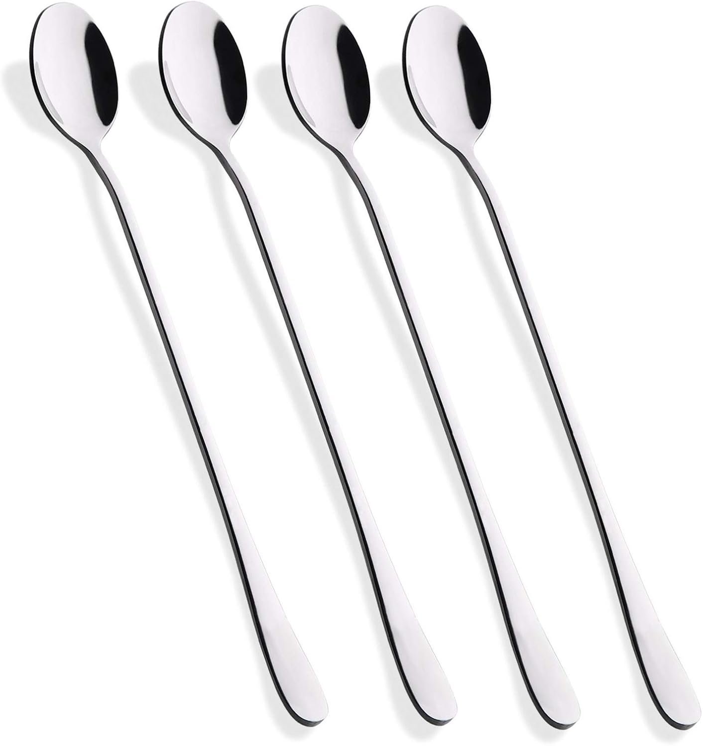 9-Inch Long Handle Iced Tea Spoon, Coffee Spoon, Ice Cream Spoons, Stainless Steel Cocktail Stirring Spoons, Set of 4 - Image 1