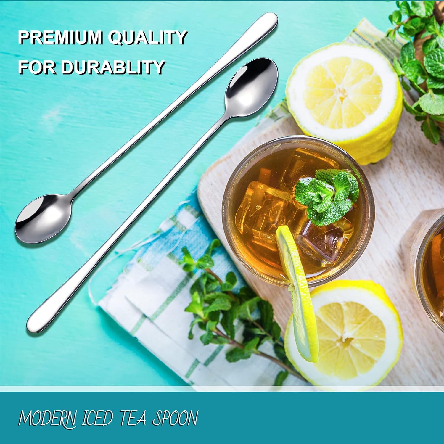 9-Inch Long Handle Iced Tea Spoon, Coffee Spoon, Ice Cream Spoons, Stainless Steel Cocktail Stirring Spoons, Set of 4 - Image 3