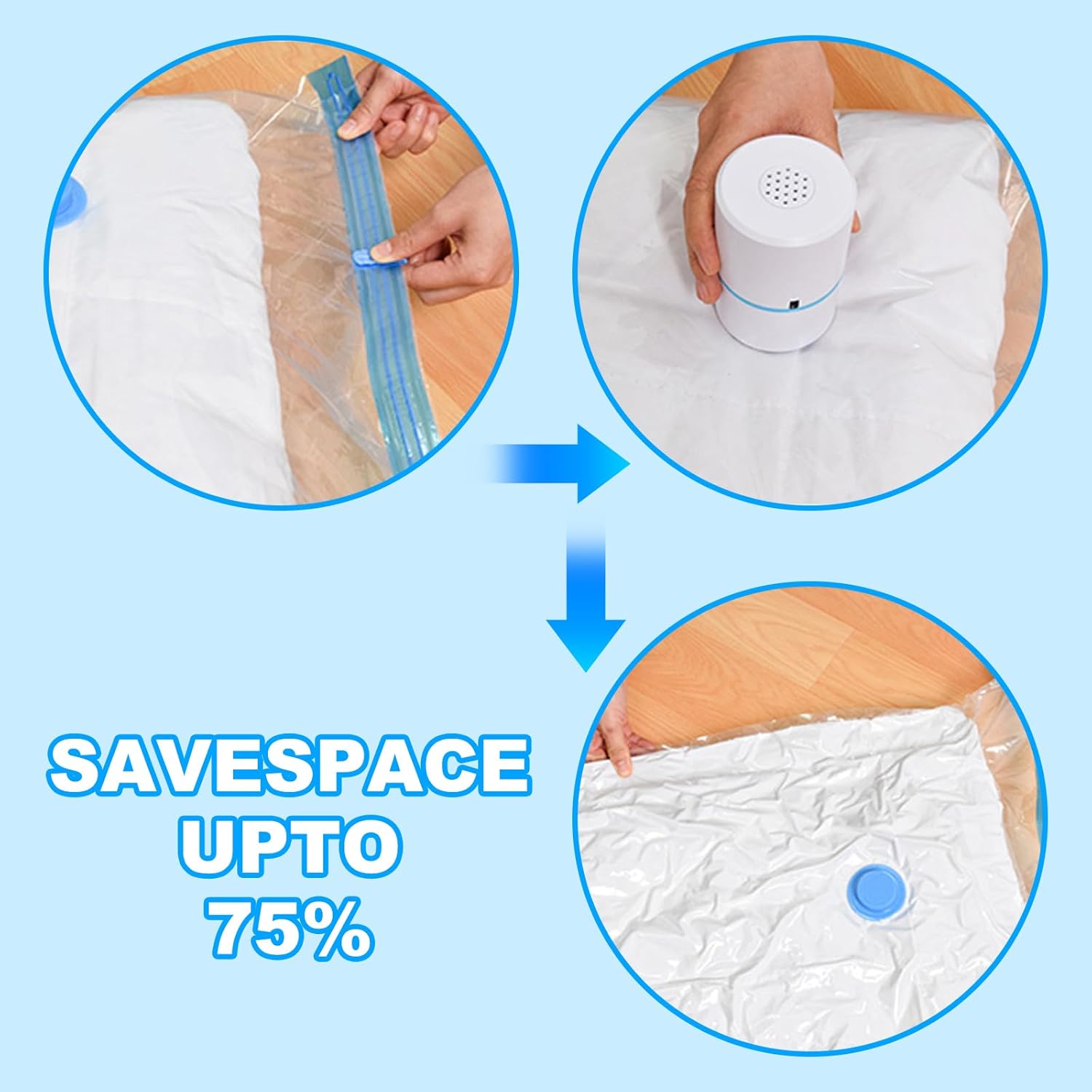 4-Pack Vacuum Compression Space Saving Storage Bags - 13.8 x19.7in Roll-Up Travel Vacuum Seal Bags for Clothing Packing, Cruise Accessories, Luggage & Home Organizers - No Vacuum or Pump Needed - Image 1