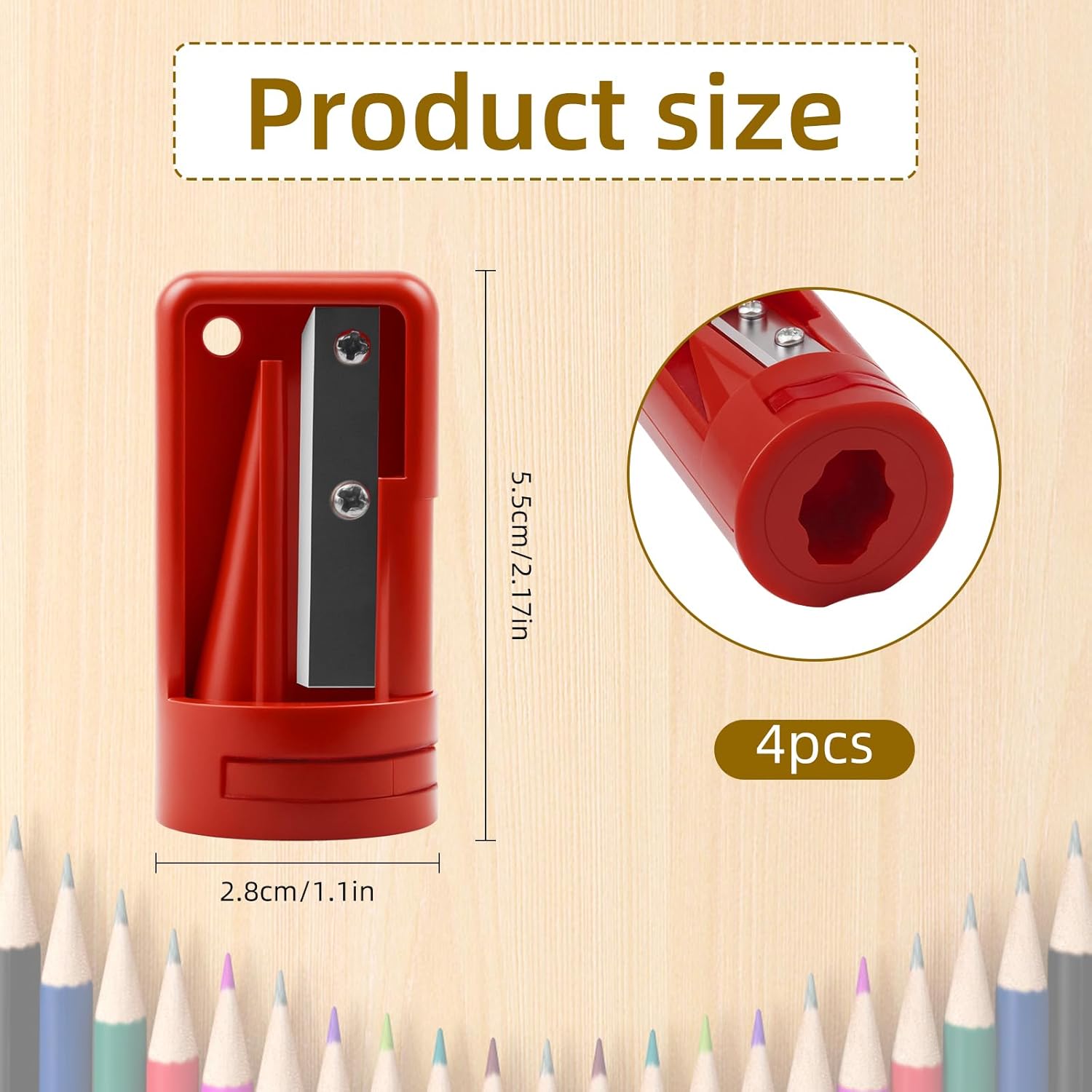 4 Pack Carpenter Pencil Sharpener, Manual Contractor Pencil Sharpener, Portable Woodworking Pencil Sharpeners Cutter Shaver Narrow Sharpening Tool for Woodworking Tool - Image 1